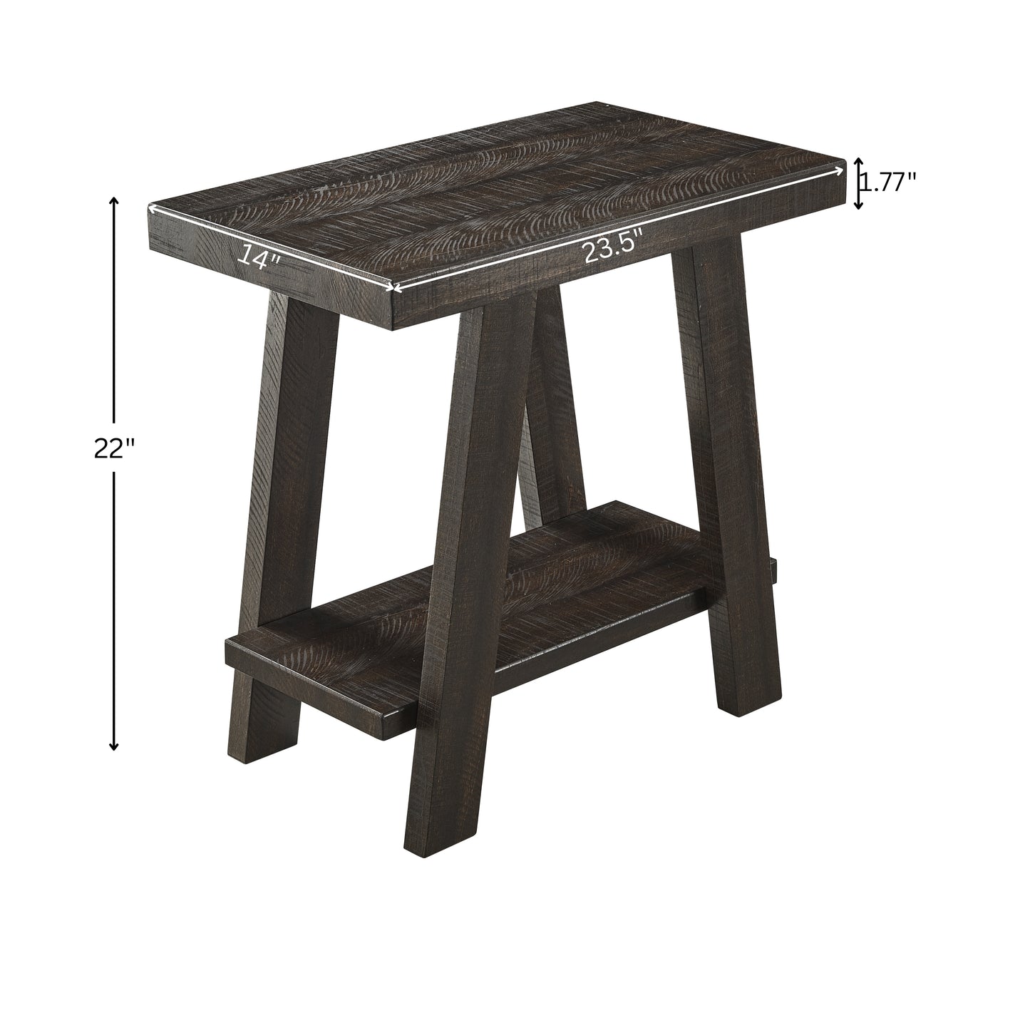 Athens Contemporary Wood Shelf Side Table in Weathered Espresso