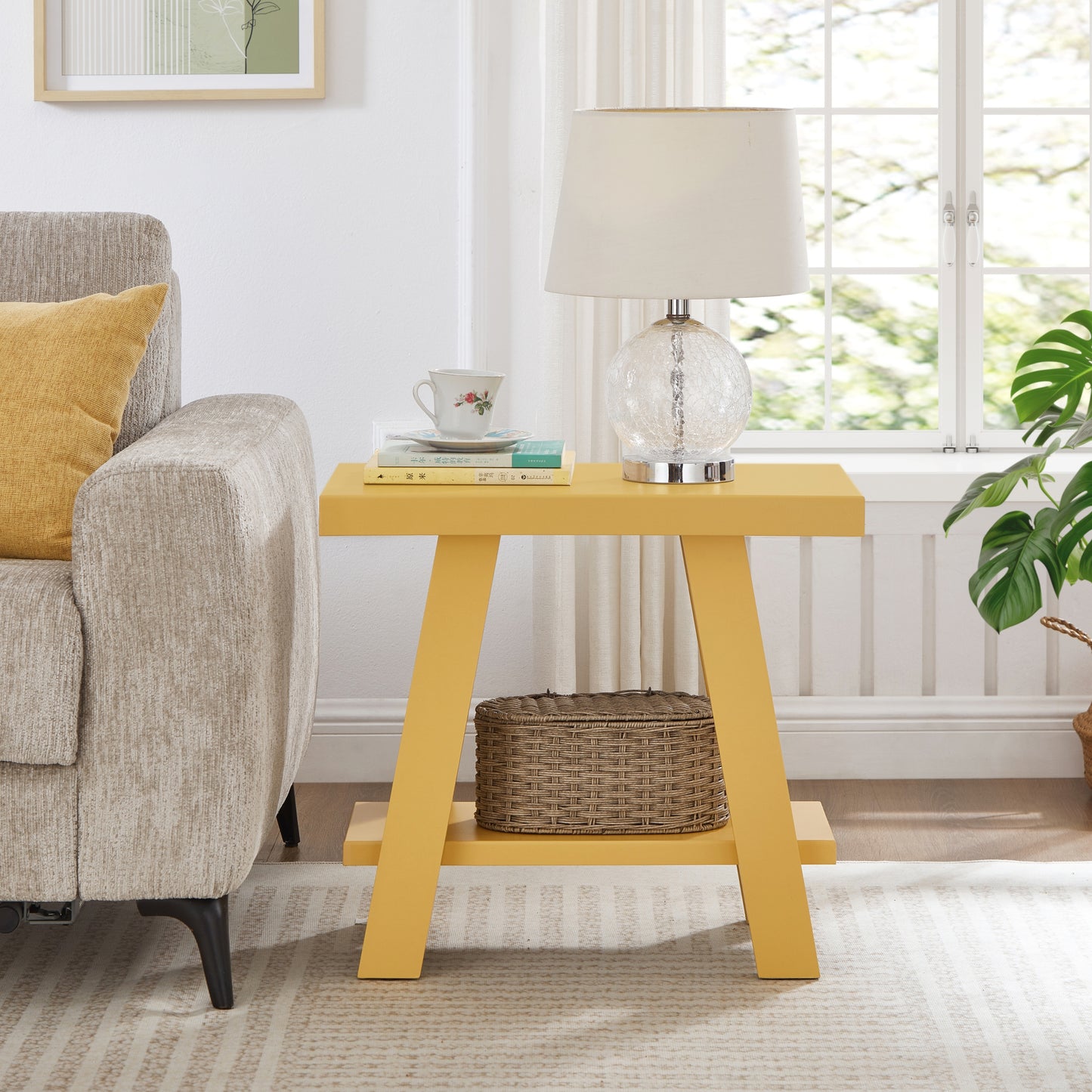 Roundhill Furniture Athens Contemporary Wood Shelf Side Table