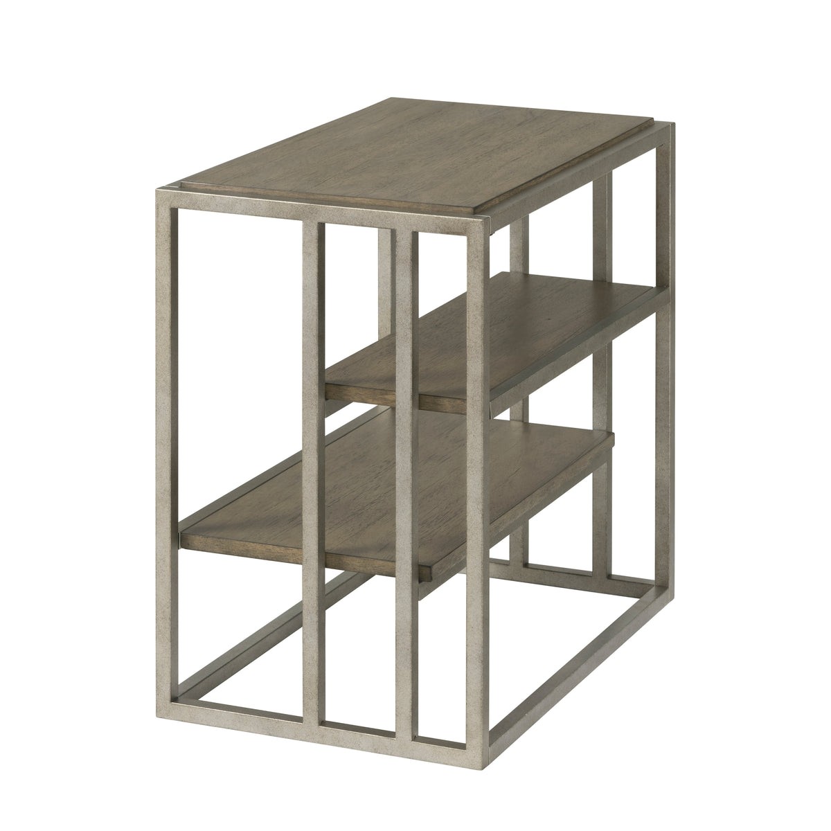 Roundhill Furniture Padena Metal Frame Wood Living Room Chairside Table with Shelf