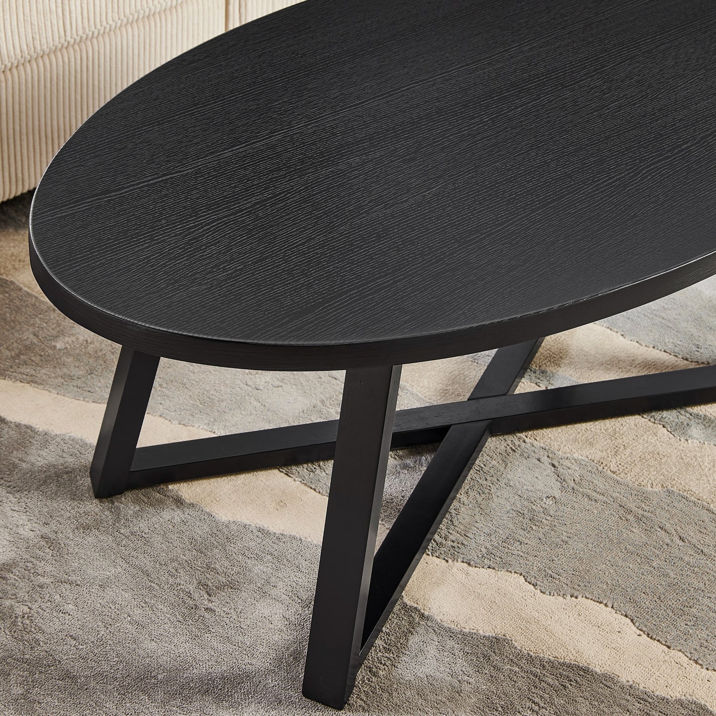 Roundhill Furniture Modern Harmony Wood Oval Coffee Table