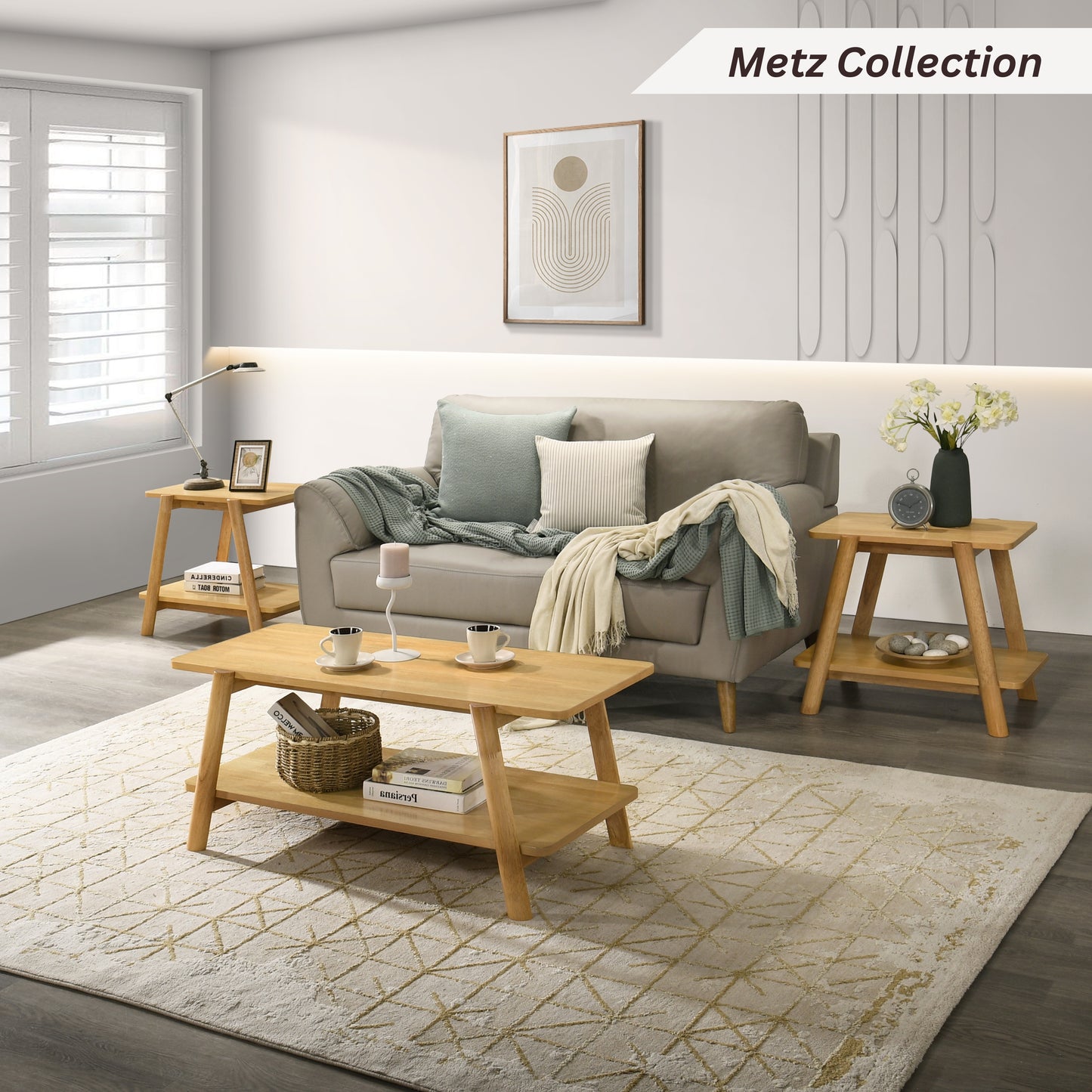 Roundhill Furniture Metz Mid-Century Modern Wood Shelf Coffee Table