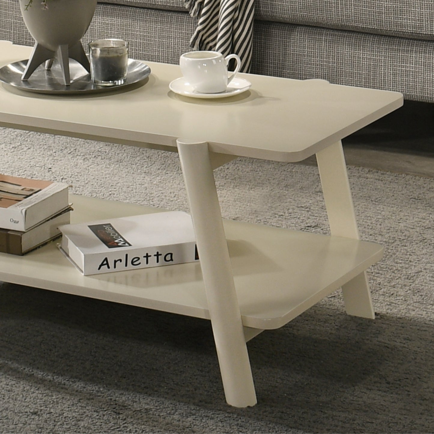 Roundhill Furniture Metz Mid-Century Modern Wood Shelf Coffee Table