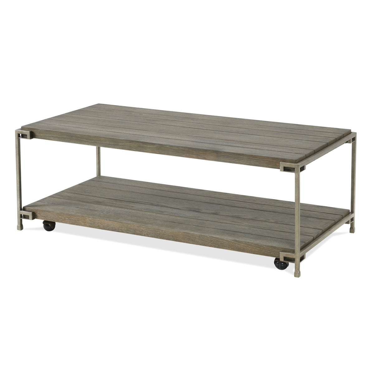 Roundhill Furniture Corbeta 3-Piece Metal Frame Wood Living Room Coffee Table and 2 Chairside Tables Set, Aged Graphite