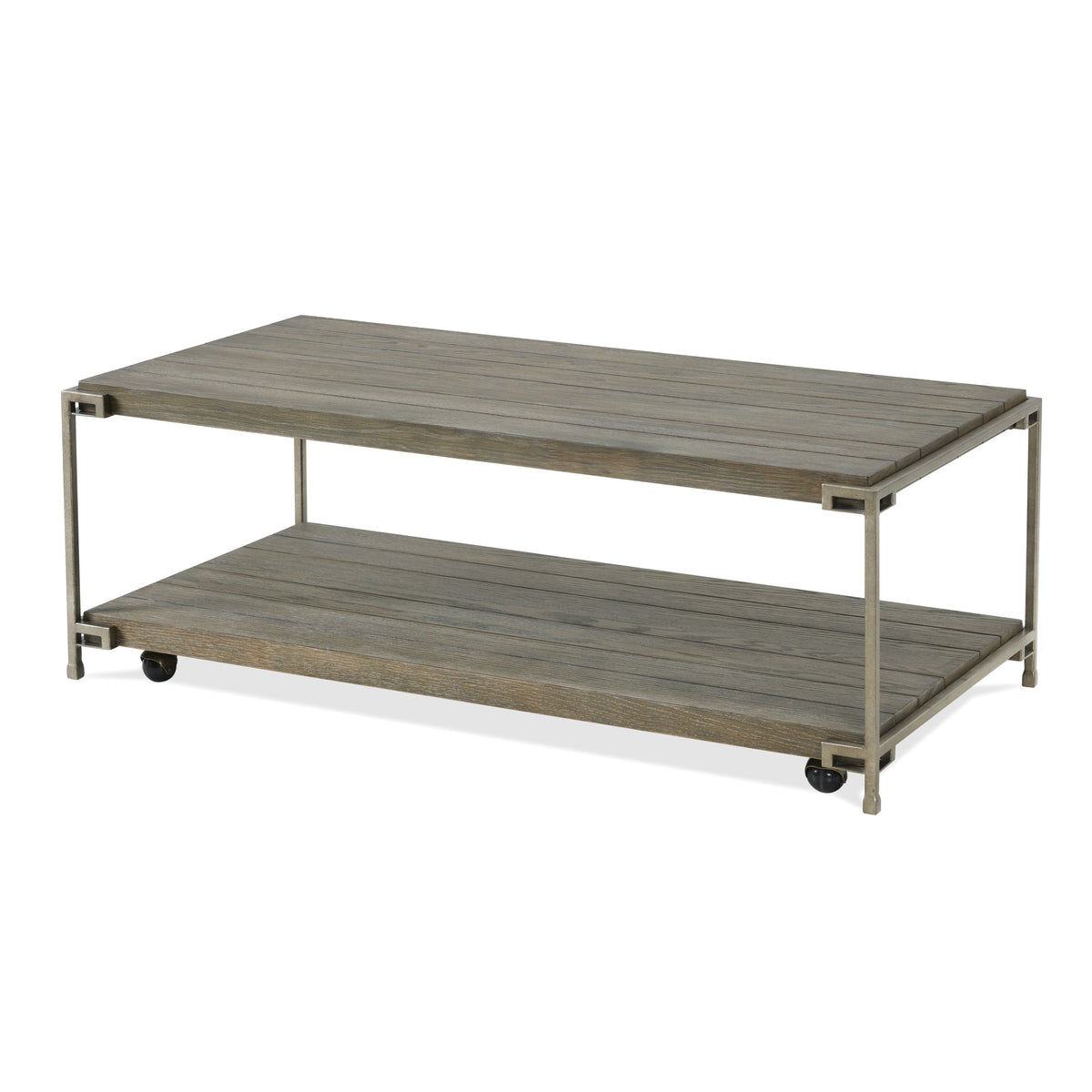 Roundhill Furniture Corbeta 3-Piece Metal Frame Wood Living Room Coffee Table and 2 End Tables Set, Aged Graphite