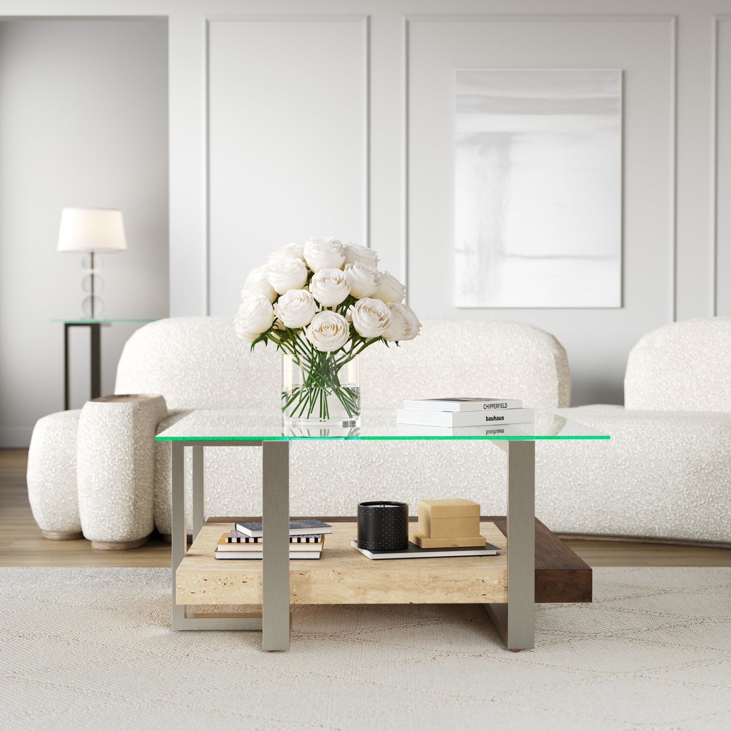 Roundhill Furniture Andes 3-Piece Coffee Table Set, Coffee Table and Two End Table