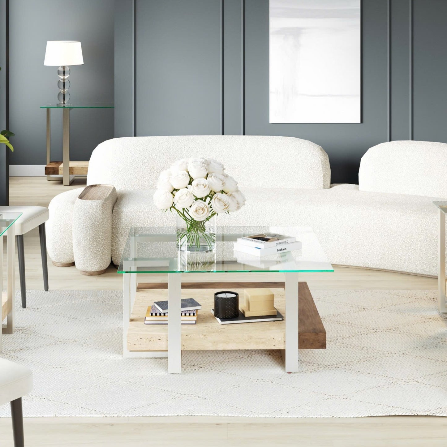 Roundhill Furniture Andes 3-Piece Coffee Table Set, Coffee Table and Two End Table