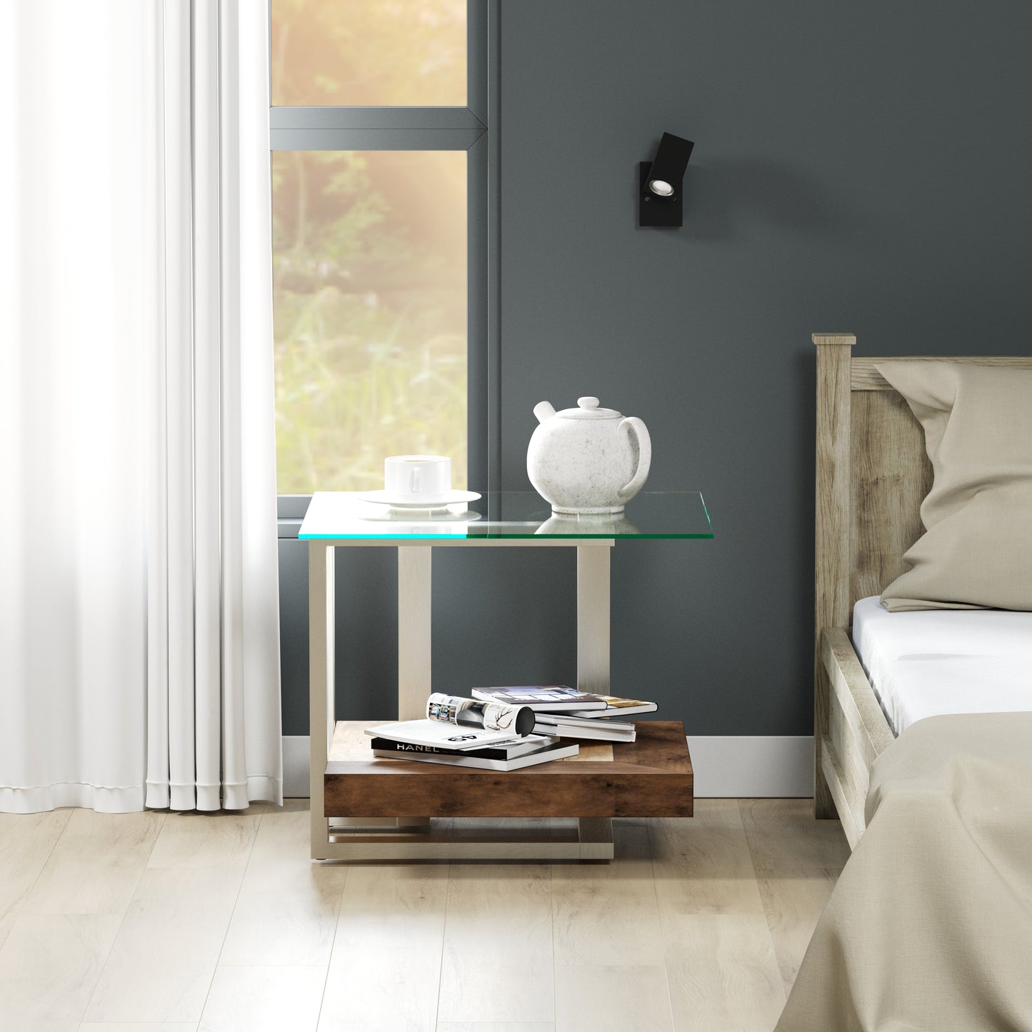 Roundhill Furniture Andes 3-Piece Coffee Table Set, Coffee Table and Two End Table