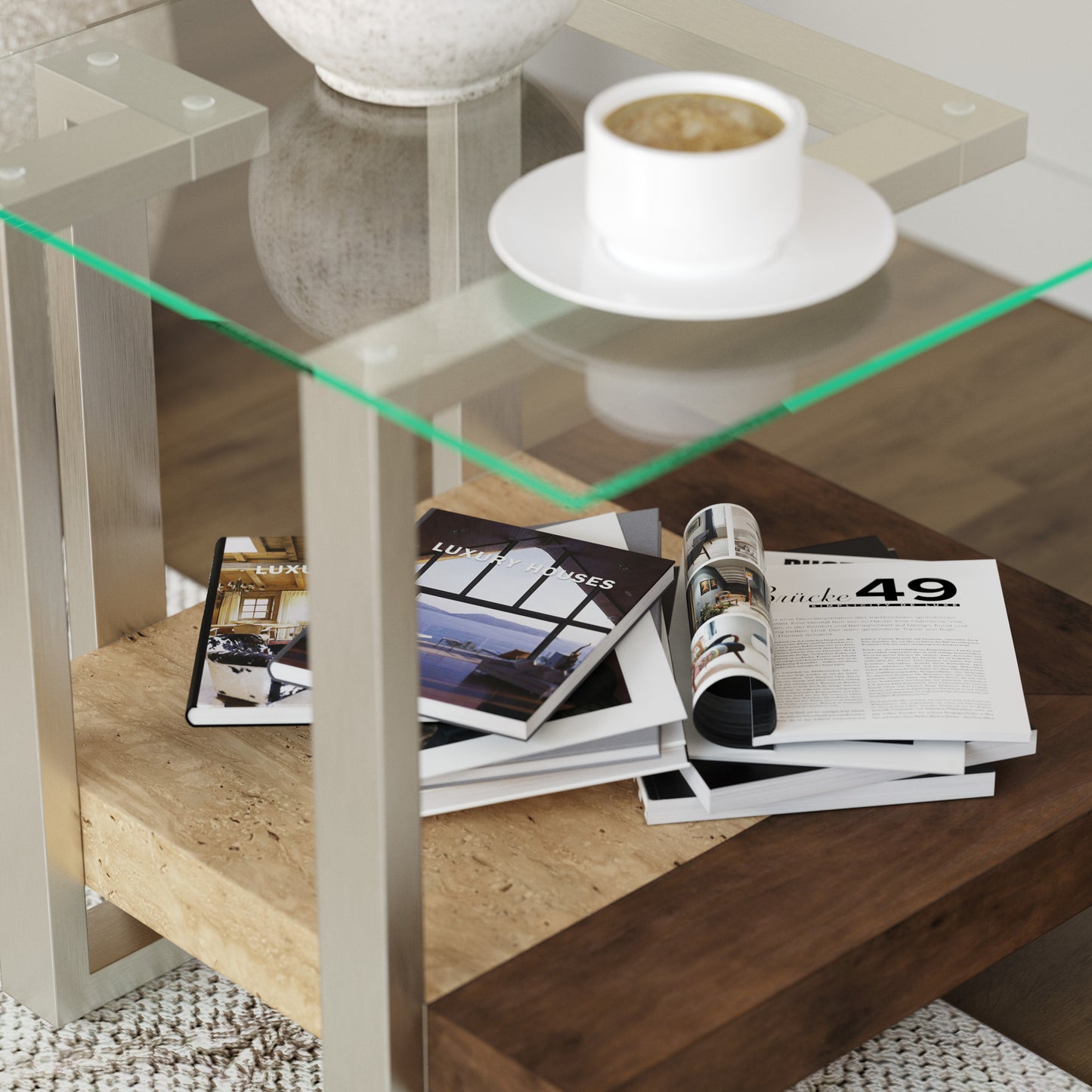 Roundhill Furniture Andes 3-Piece Coffee Table Set, Coffee Table and Two End Table
