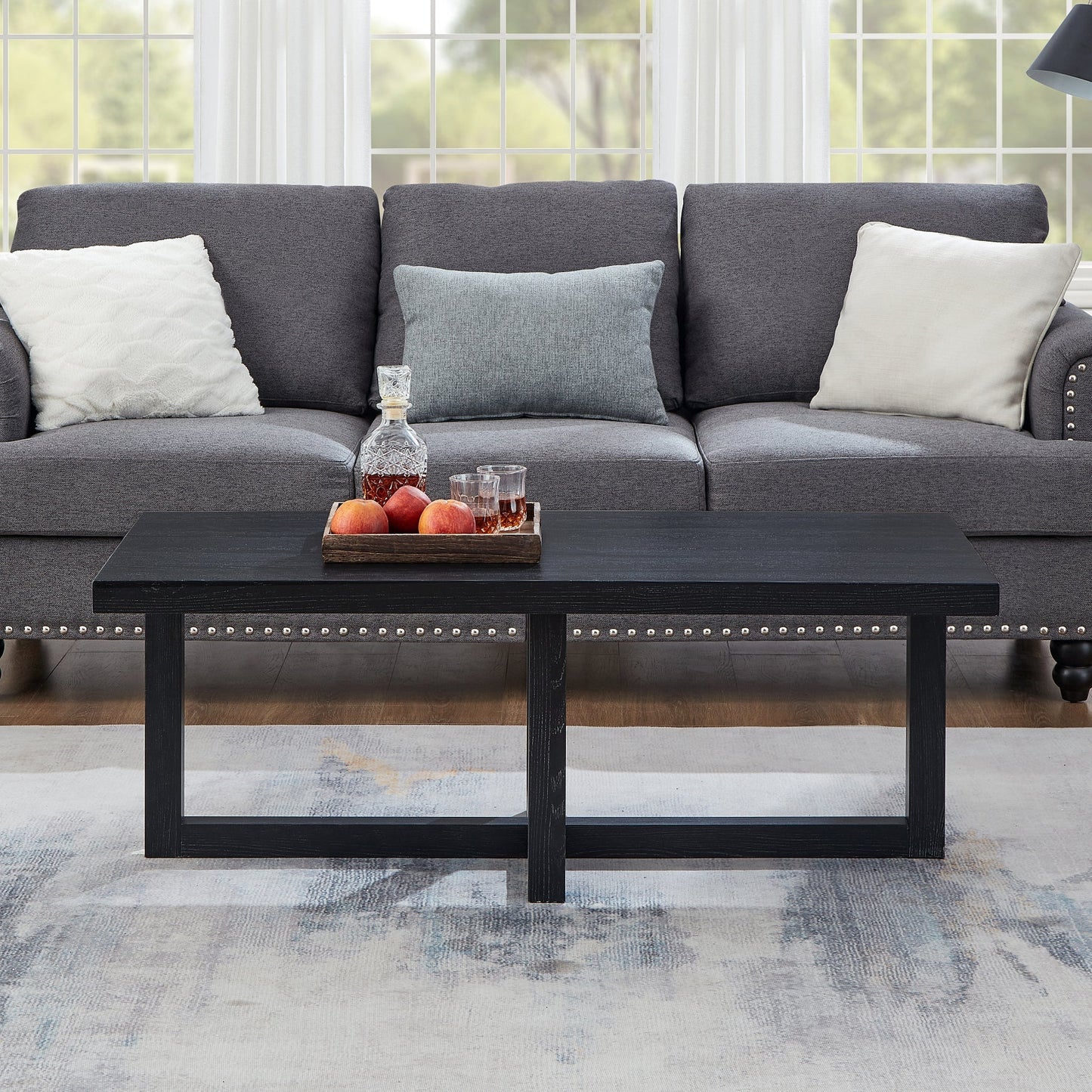Roundhill Furniture Luno 3-Piece Coffee Table Set, Coffee Table and Two End Tables