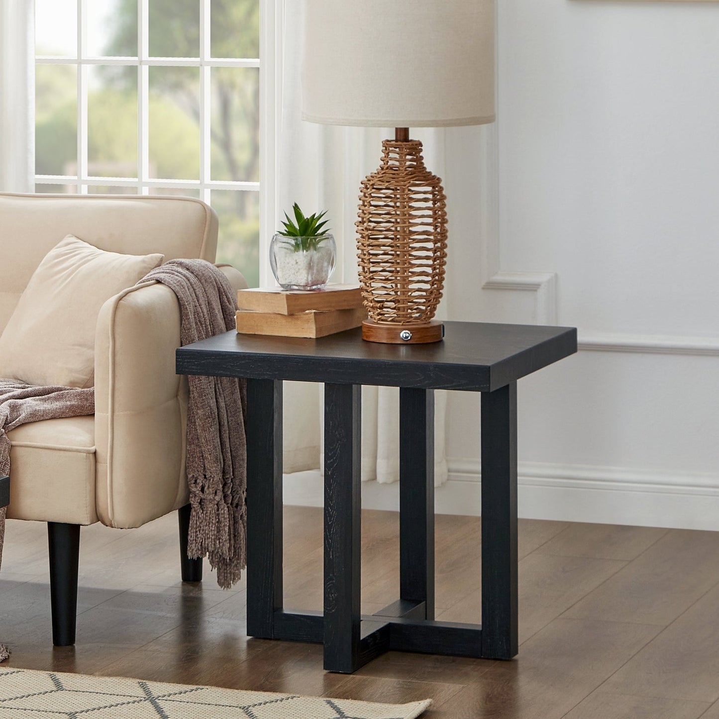 Roundhill Furniture Luno 3-Piece Coffee Table Set, Coffee Table and Two End Tables