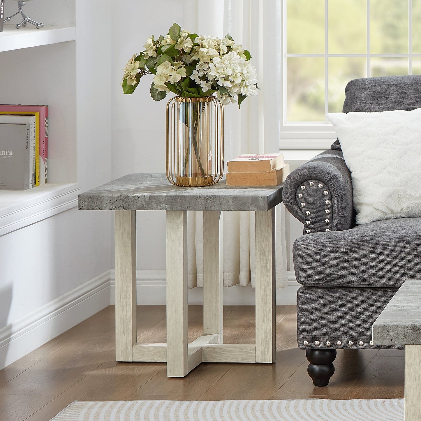 Roundhill Furniture Luno 3-Piece Coffee Table Set, Coffee Table and Two End Tables