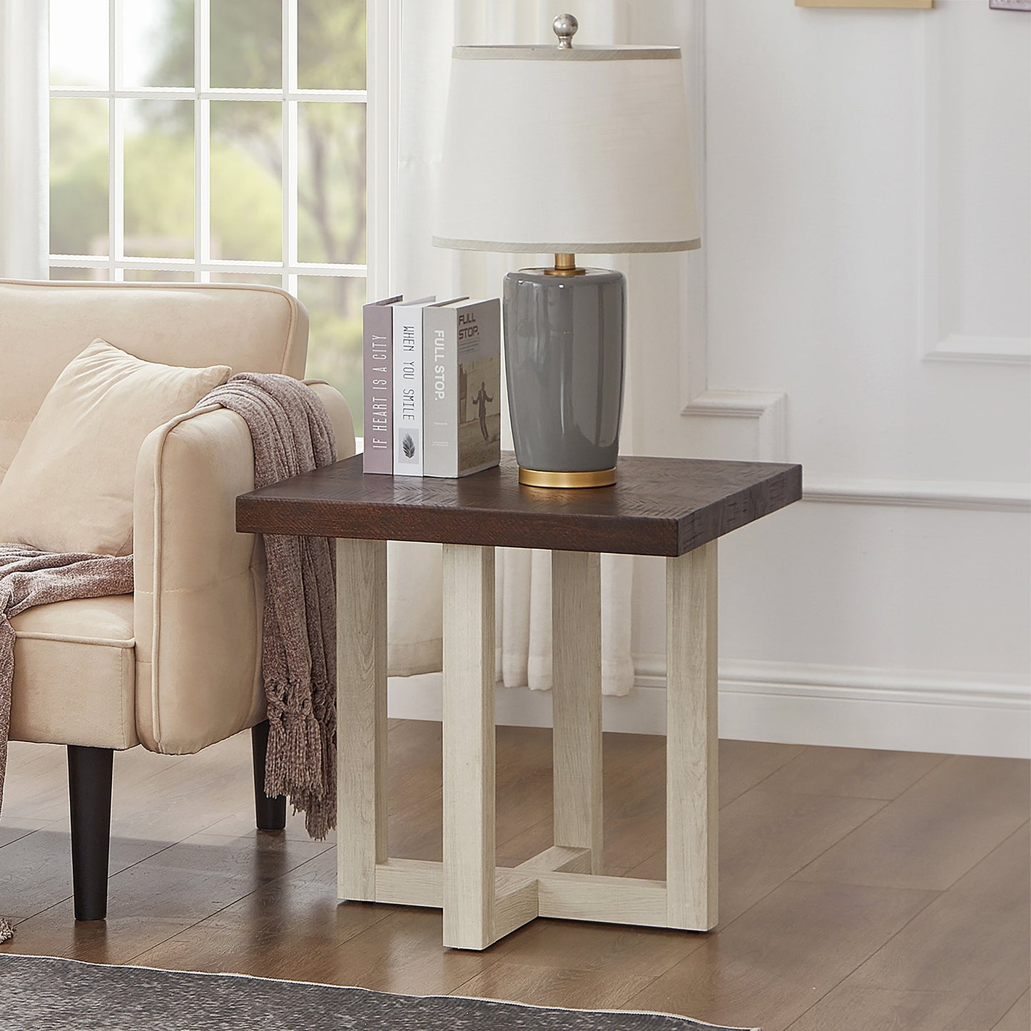Roundhill Furniture Luno 3-Piece Coffee Table Set, Coffee Table and Two End Tables