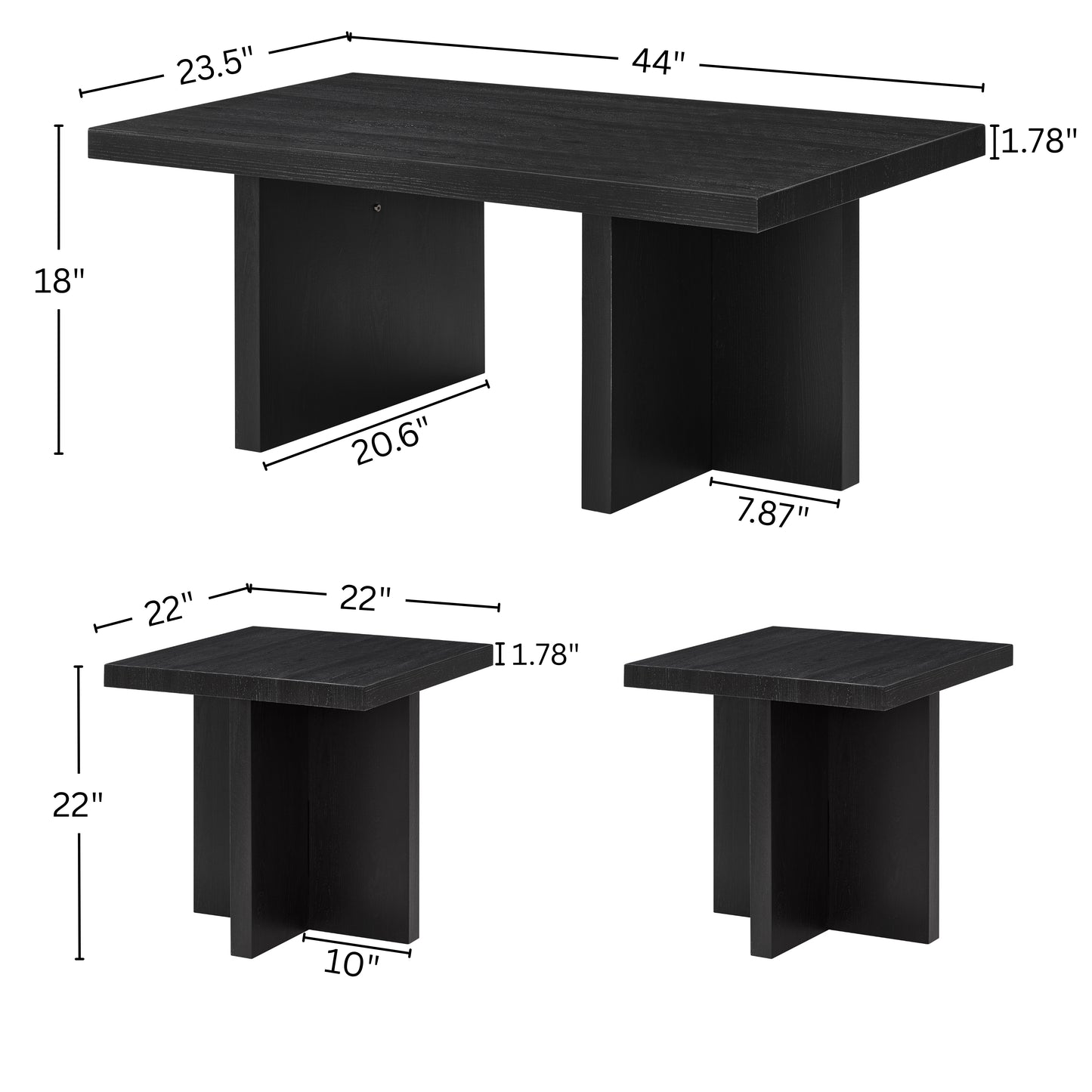 Roundhill Furniture Mchome 3-Piece Coffee table'set, Coffee Table and Two End Tables