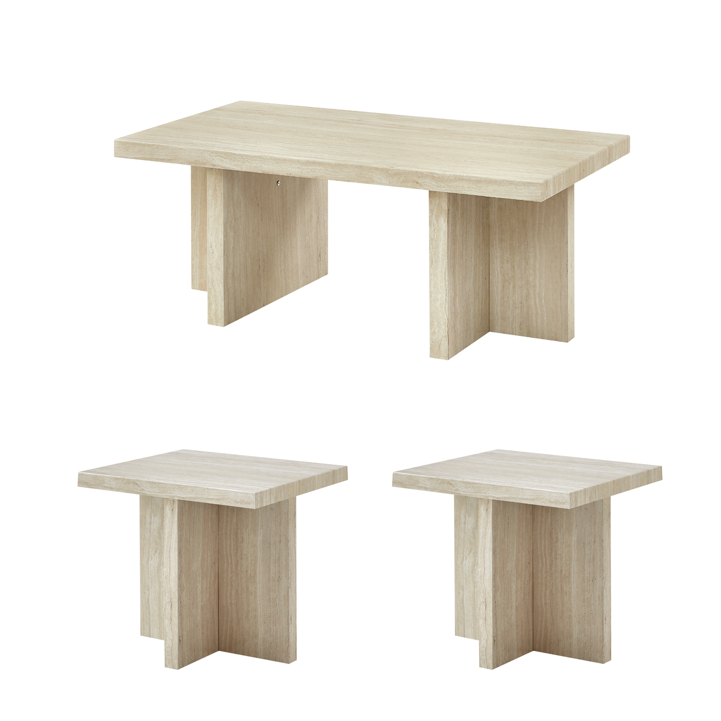 Roundhill Furniture Mchome 3-Piece Coffee table'set, Coffee Table and Two End Tables