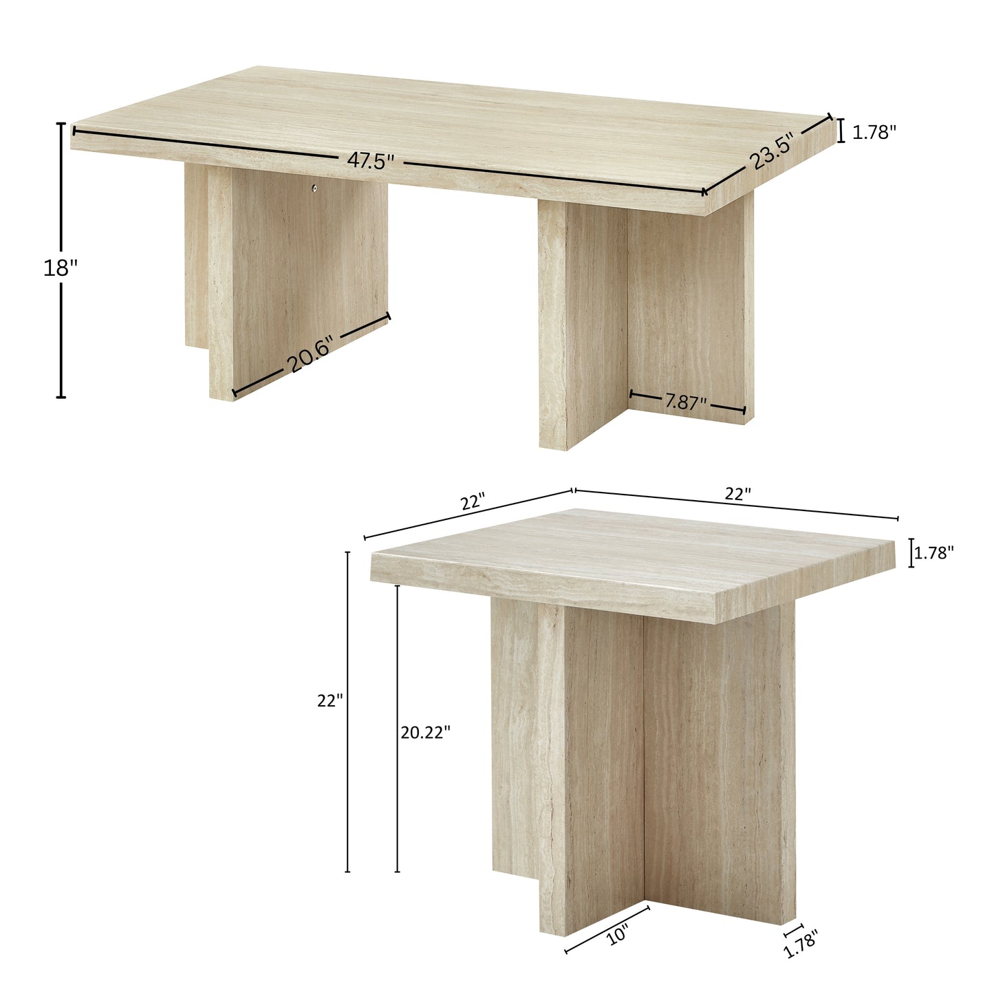 Roundhill Furniture Mchome 3-Piece Coffee table'set, Coffee Table and Two End Tables