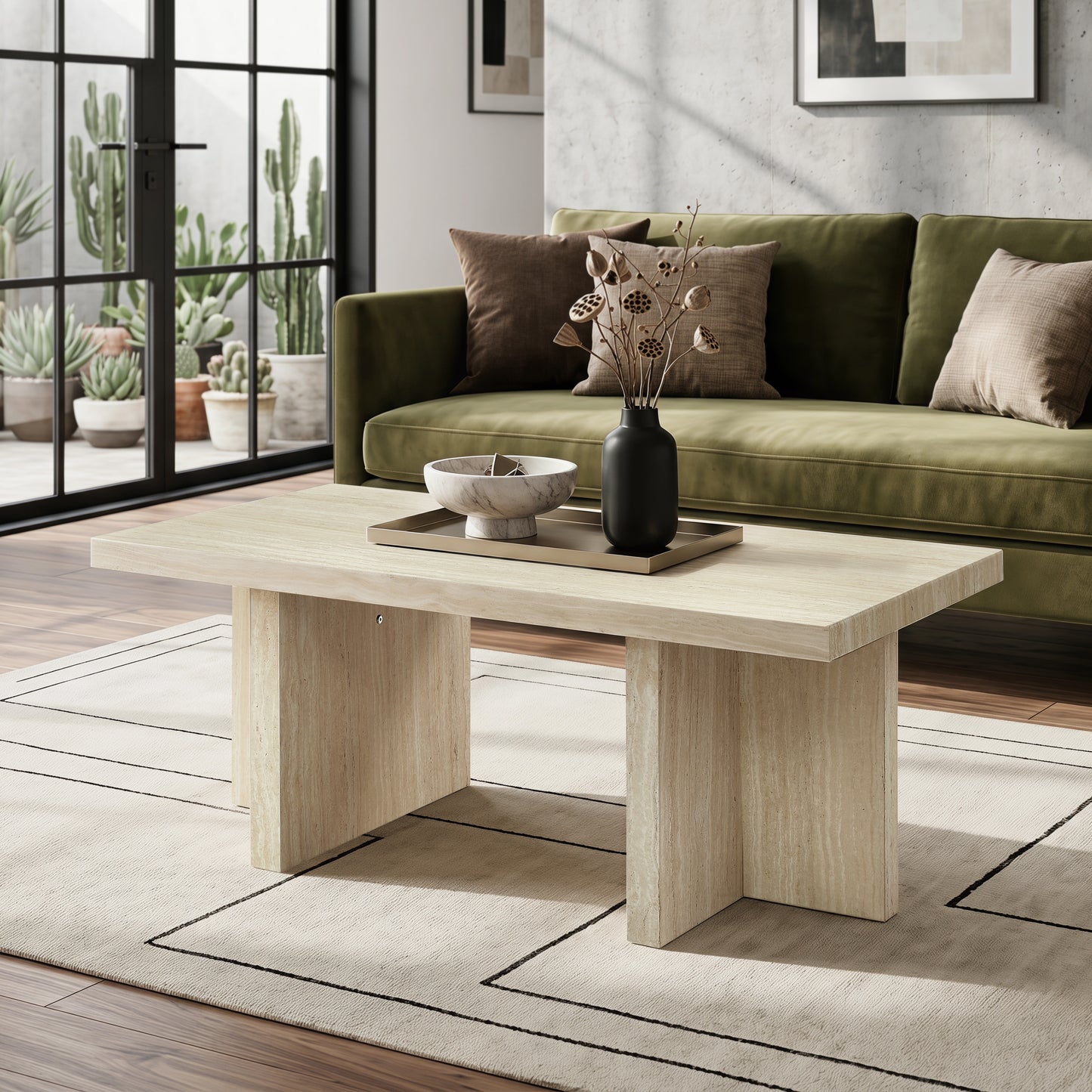 Roundhill Furniture Mchome 3-Piece Coffee Table Set, Coffee Table and Two End Tables