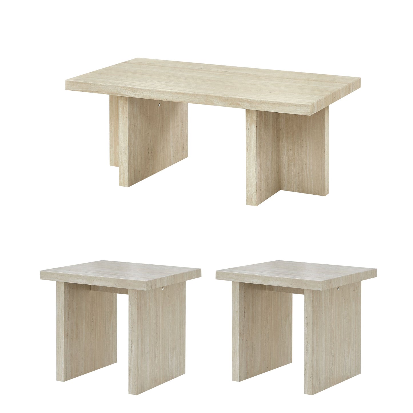 Roundhill Furniture Mchome 3-Piece Coffee Table Set, Coffee Table and Two End Tables