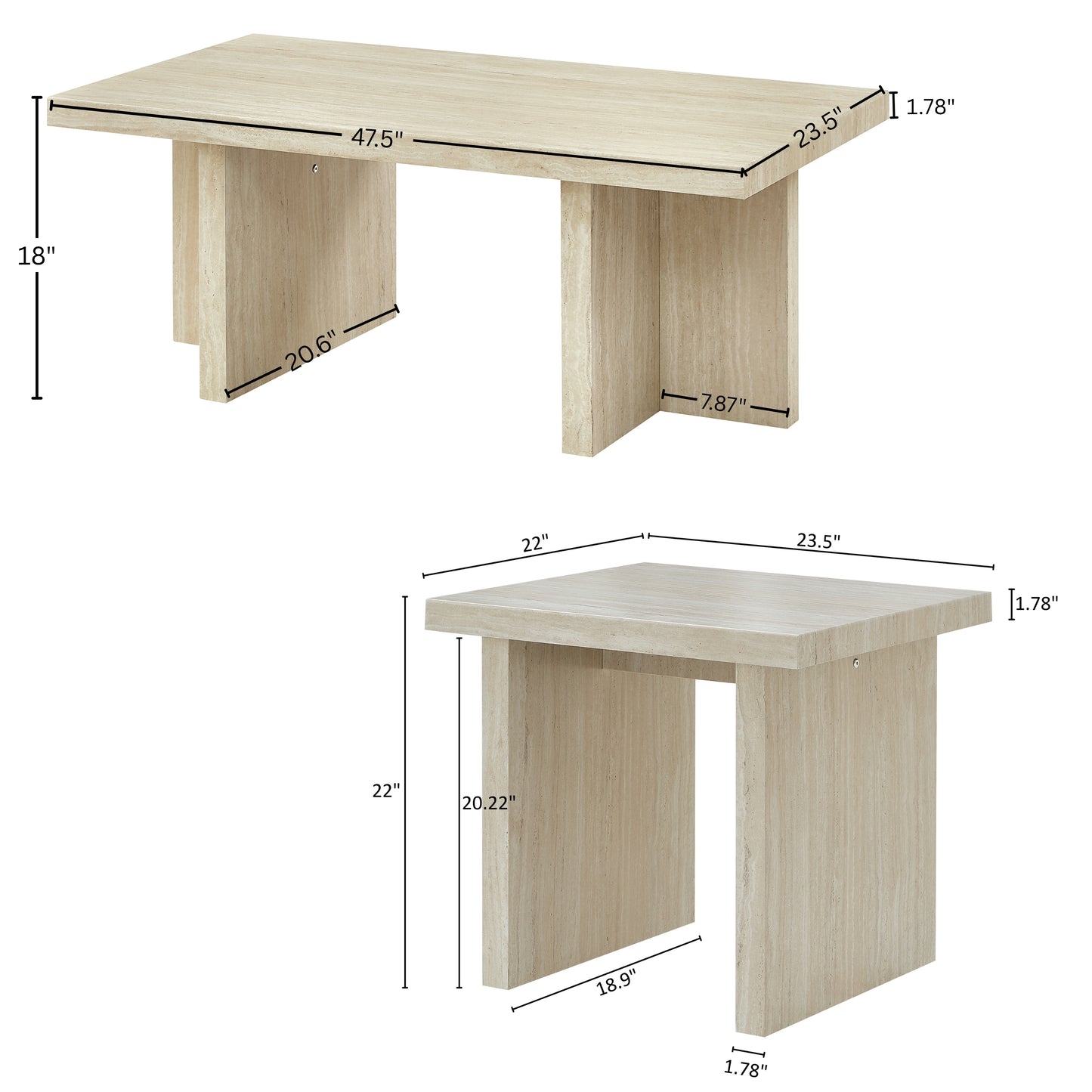 Roundhill Furniture Mchome 3-Piece Coffee Table Set, Coffee Table and Two End Tables