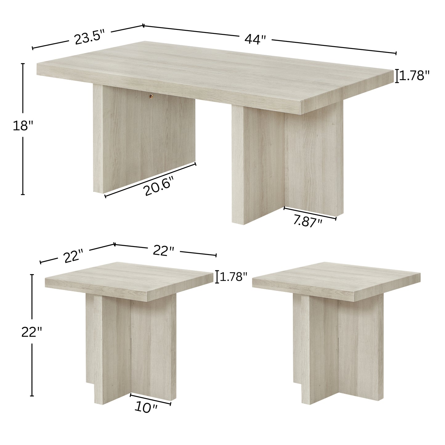 Roundhill Furniture Mchome 3-Piece Coffee table'set, Coffee Table and Two End Tables