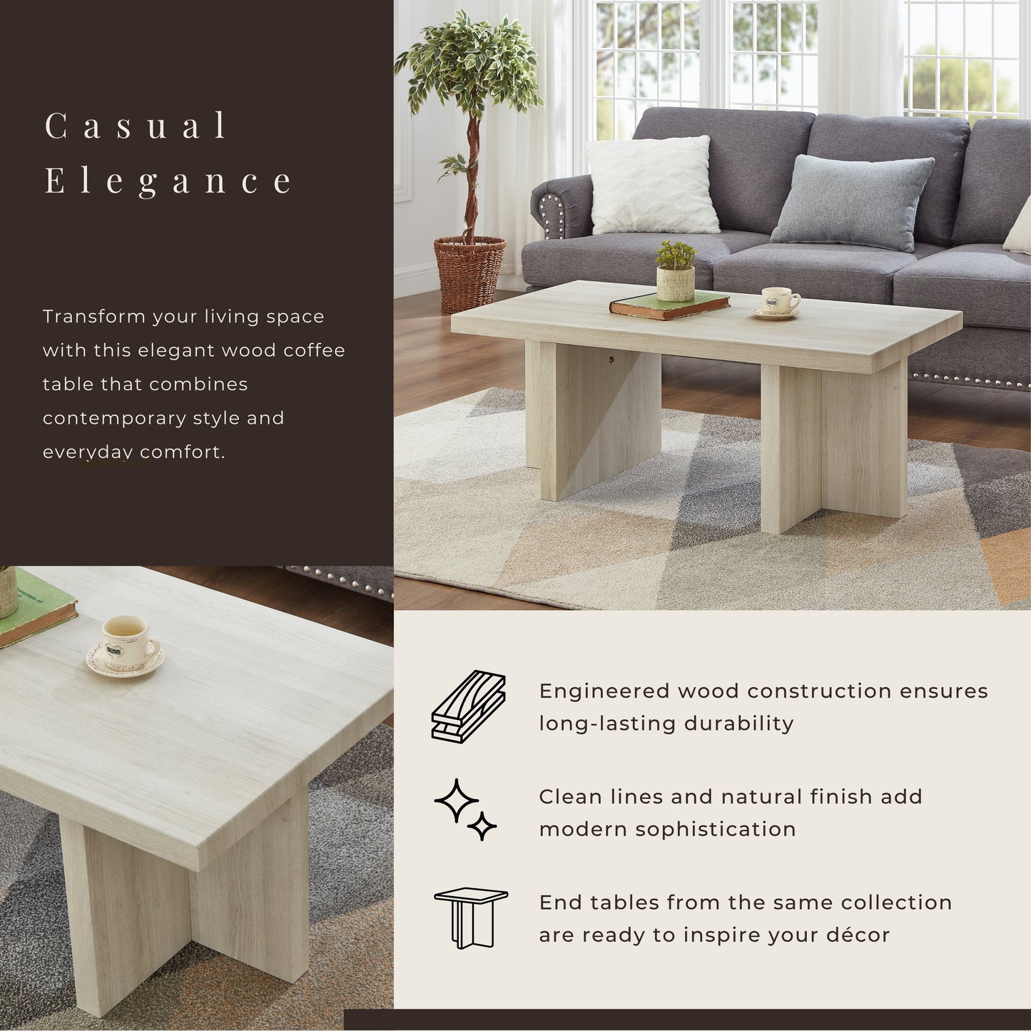 Roundhill Furniture Mchome Contemporary Coffee Table