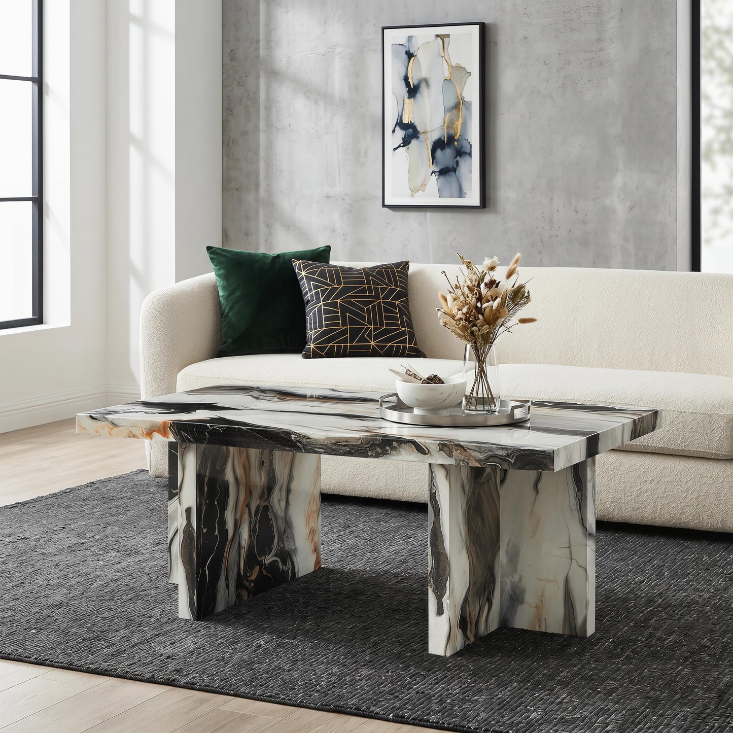 Roundhill Furniture Mchome 3-Piece Coffee Table Set, Coffee Table and Two End Tables