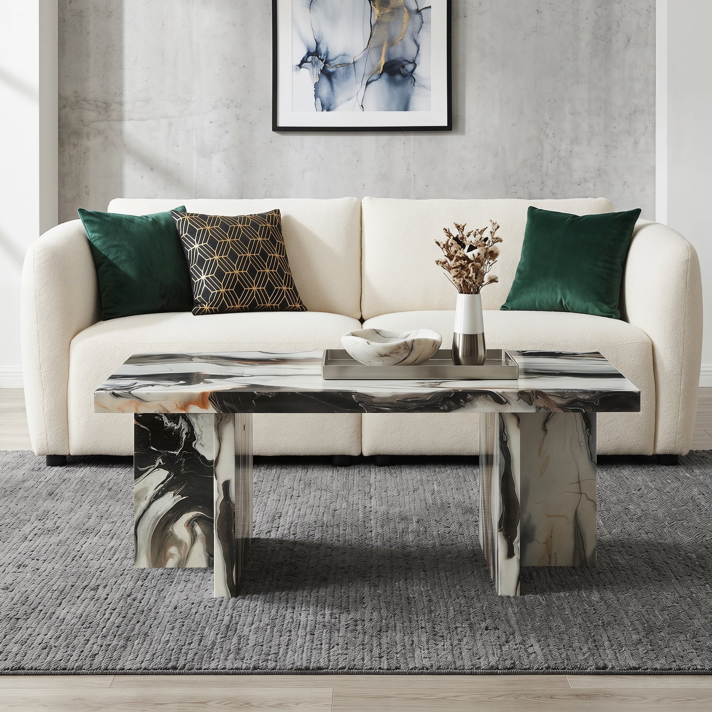 Roundhill Furniture Mchome 3-Piece Coffee Table Set, Coffee Table and Two End Tables