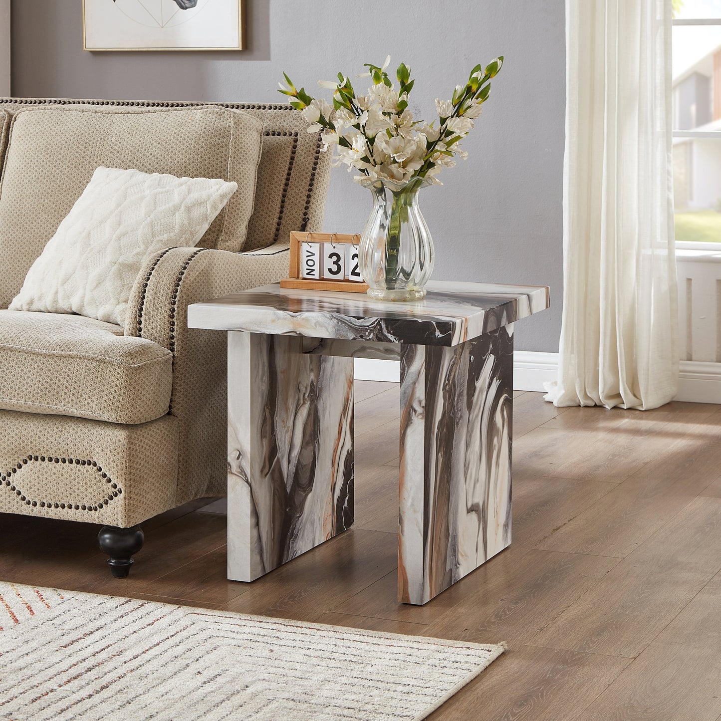 Roundhill Furniture Mchome 3-Piece Coffee Table Set, Coffee Table and Two End Tables