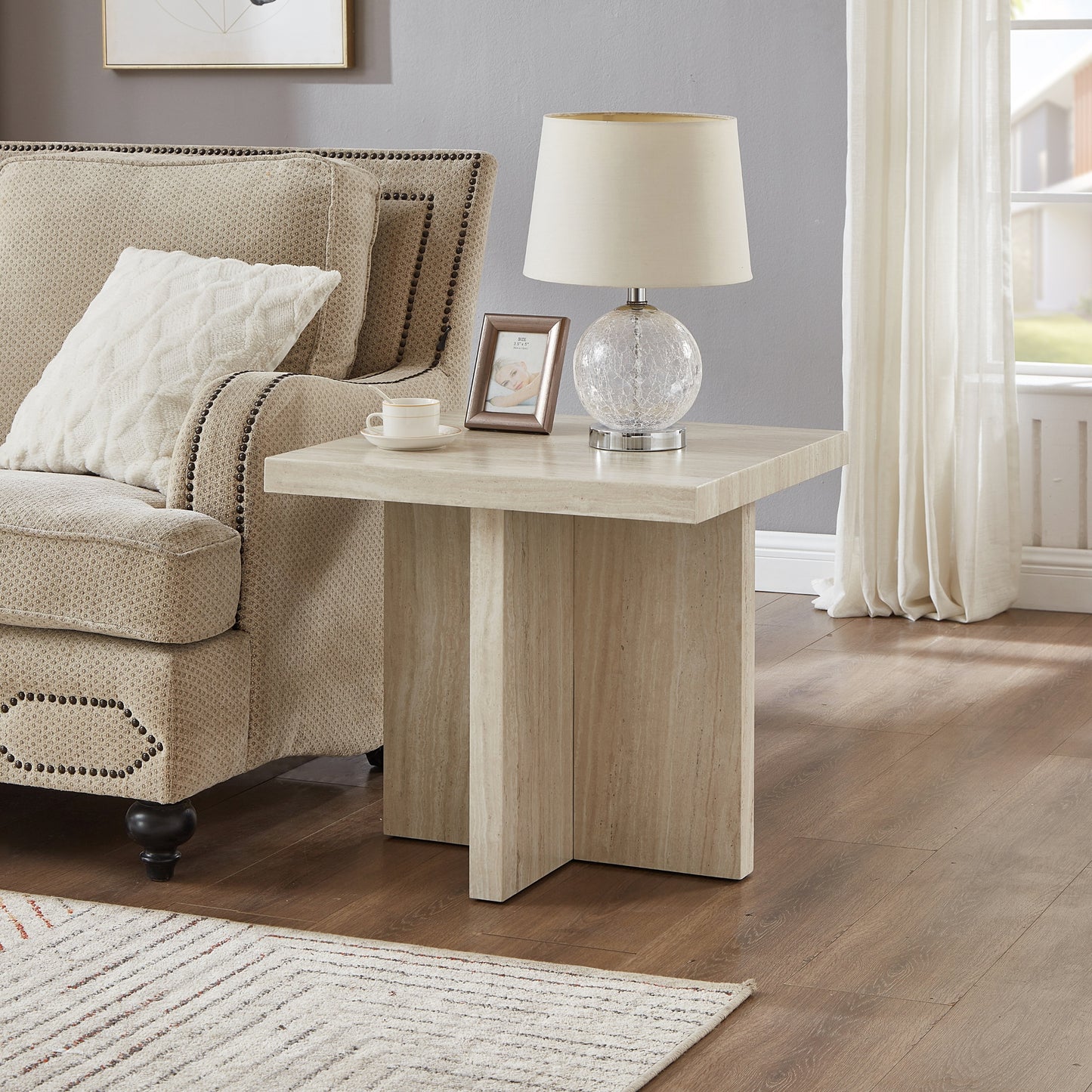 Tabner Cavira 3-Piece Faux Marble Coffee Table Set