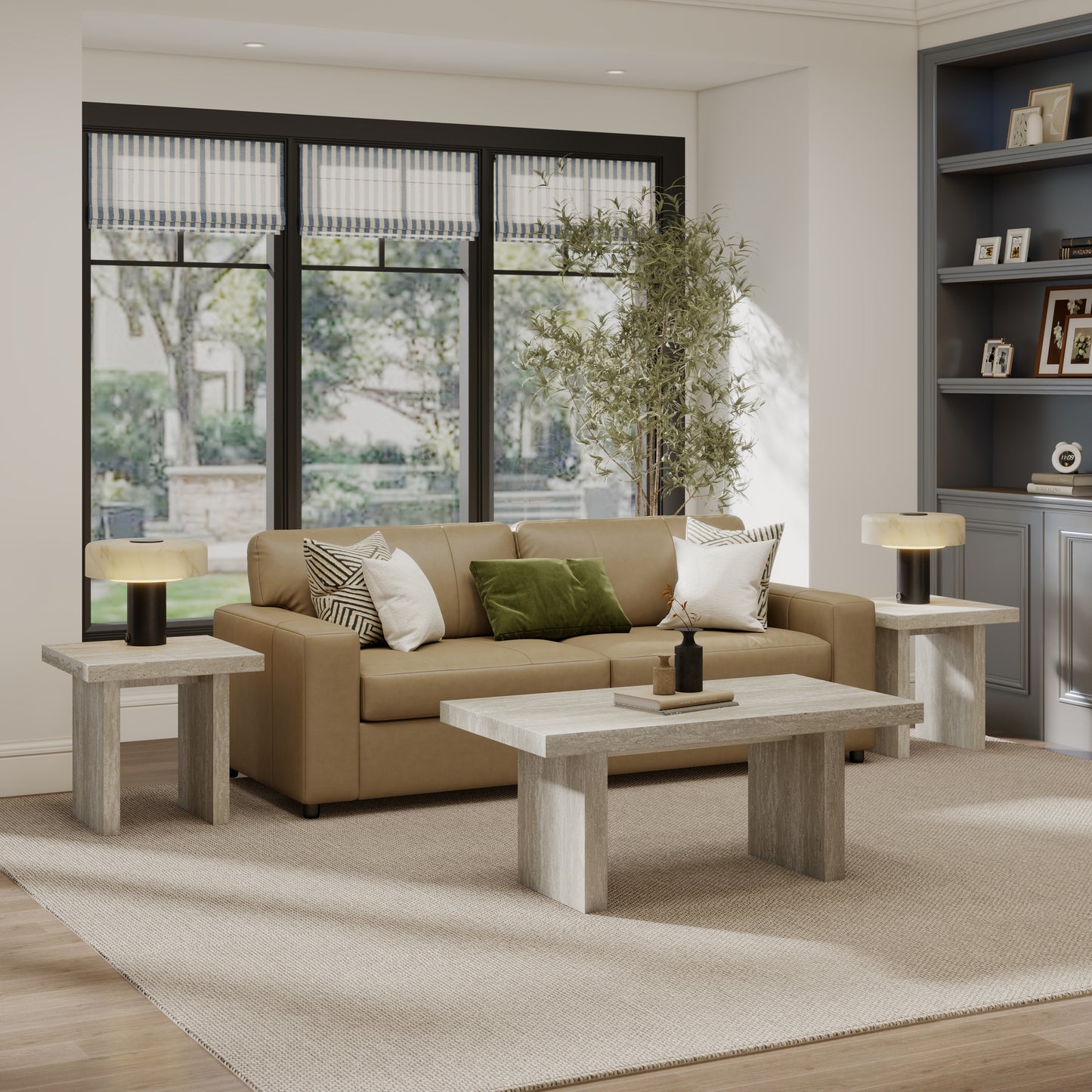 Tabner Cavira 3-Piece Faux Marble Coffee Table Set