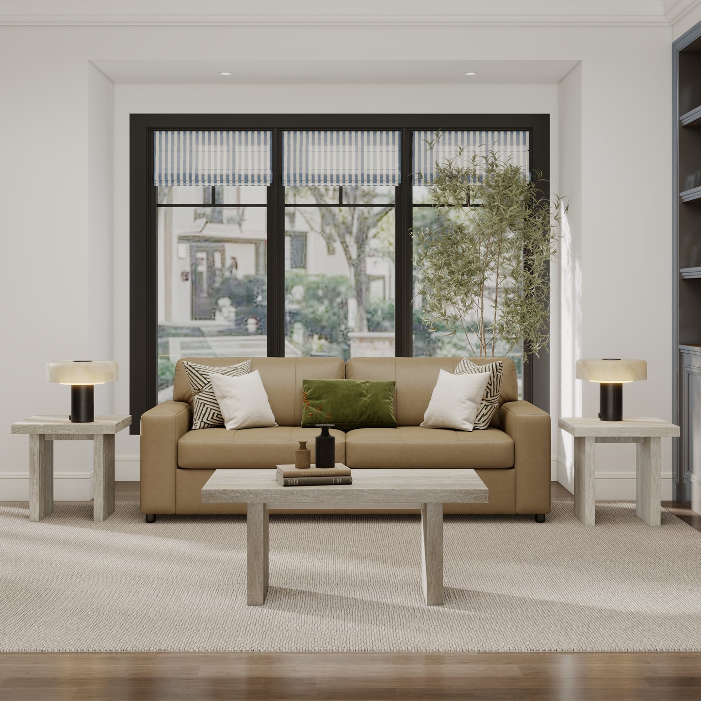 Tabner Cavira 3-Piece Faux Marble Coffee Table Set