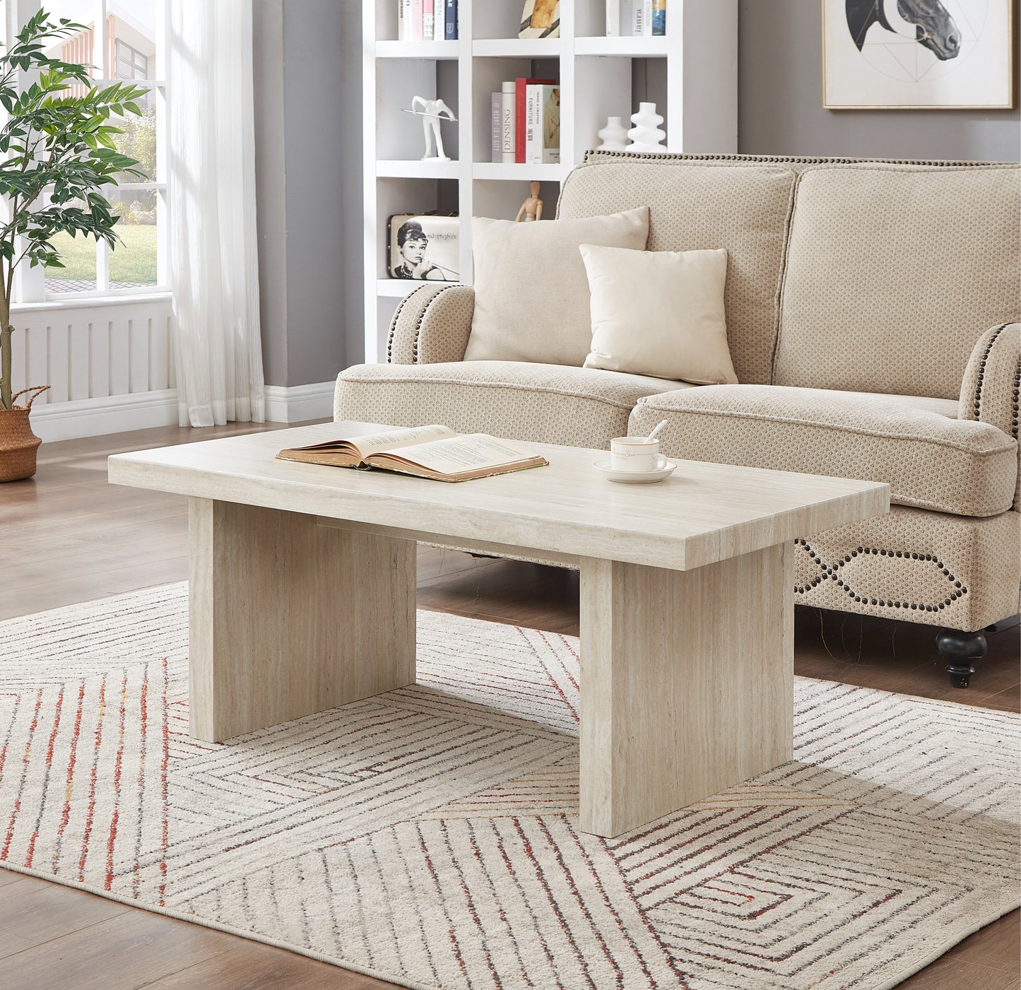 Tabner Cavira 3-Piece Faux Marble Coffee Table Set