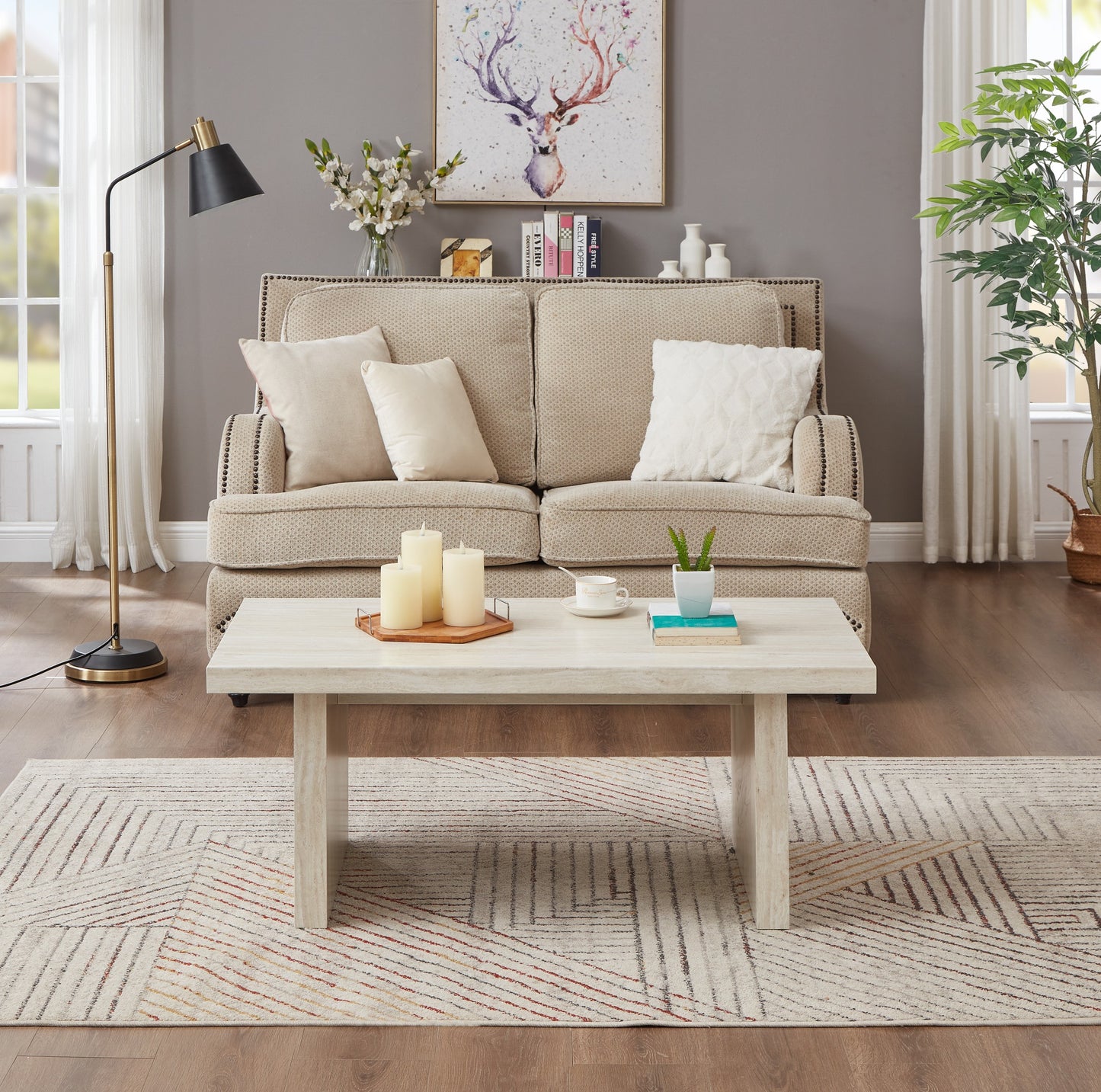 Tabner Cavira 3-Piece Faux Marble Coffee Table Set