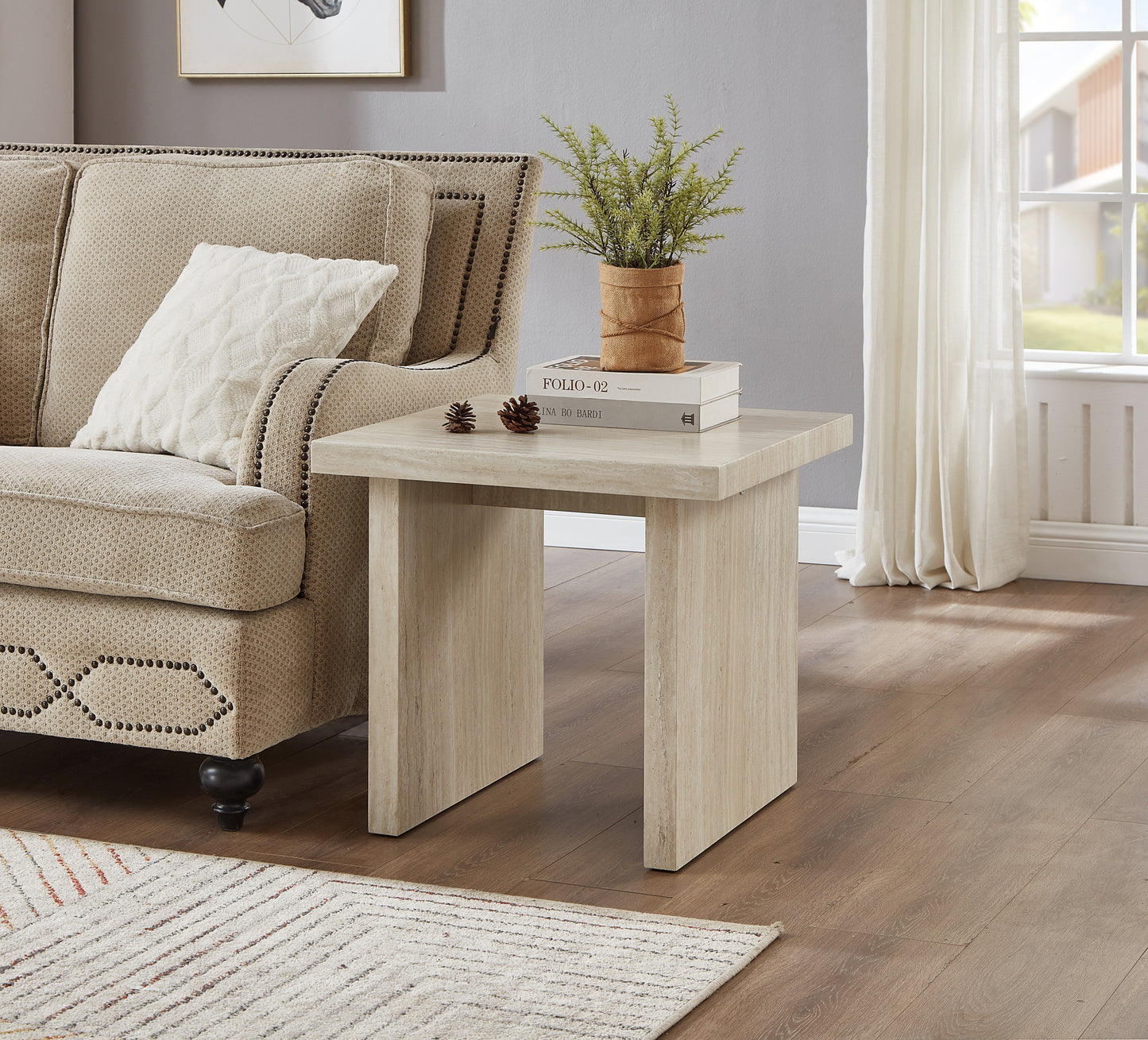 Tabner Cavira 3-Piece Faux Marble Coffee Table Set