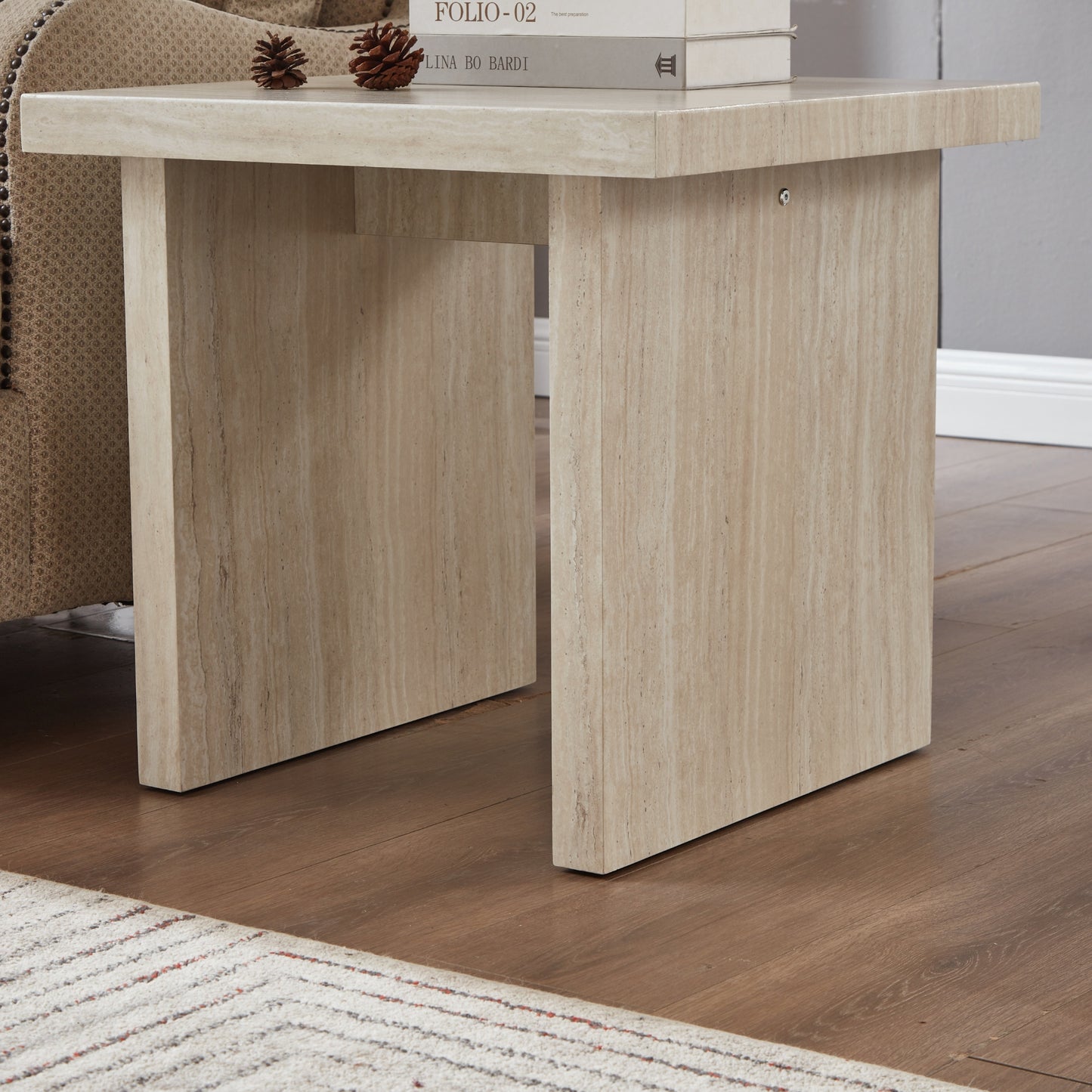 Tabner Cavira 3-Piece Faux Marble Coffee Table Set