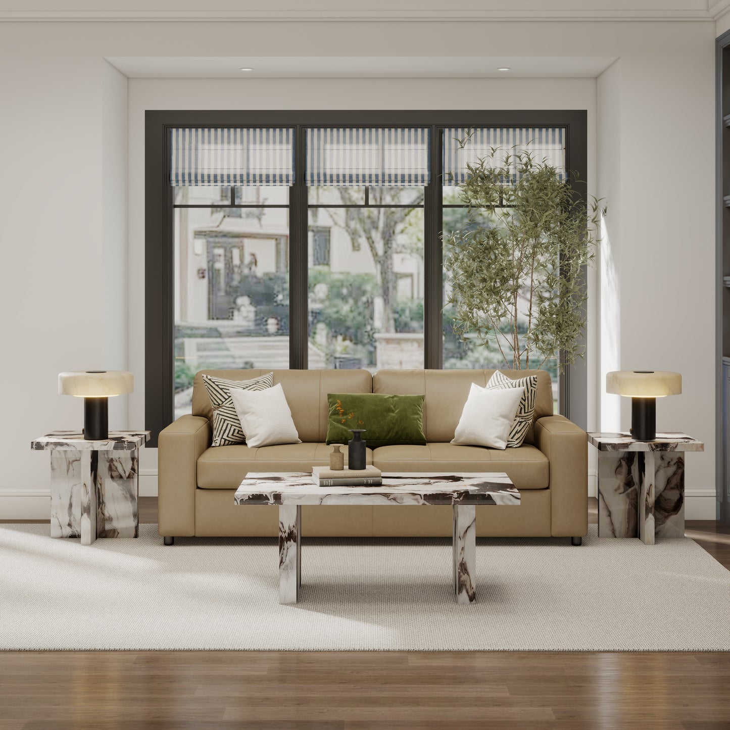 Tabner Cavira 3-Piece Faux Marble Coffee Table Set