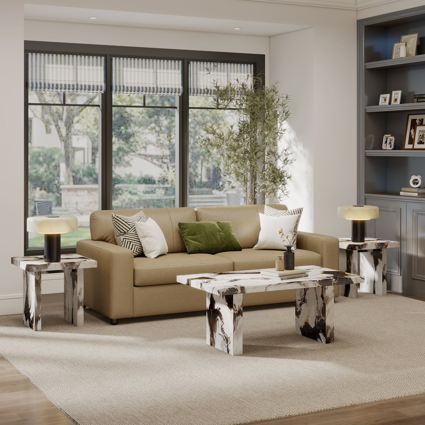 Tabner Cavira 3-Piece Faux Marble Coffee Table Set