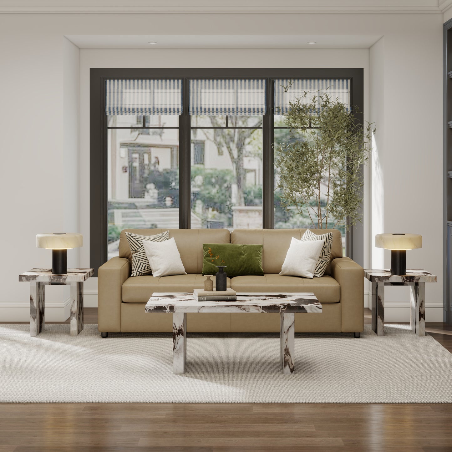 Tabner Cavira 3-Piece Faux Marble Coffee Table Set