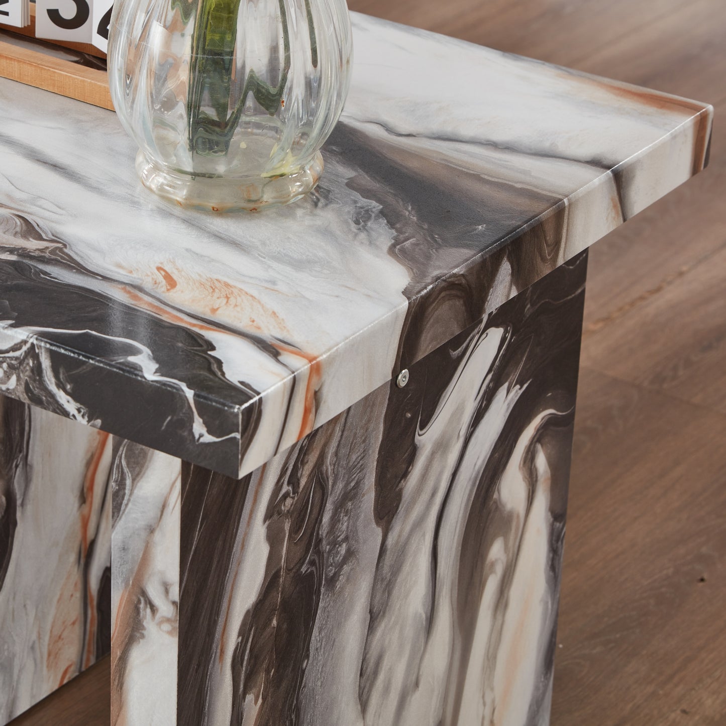 Tabner Cavira 3-Piece Faux Marble Coffee Table Set