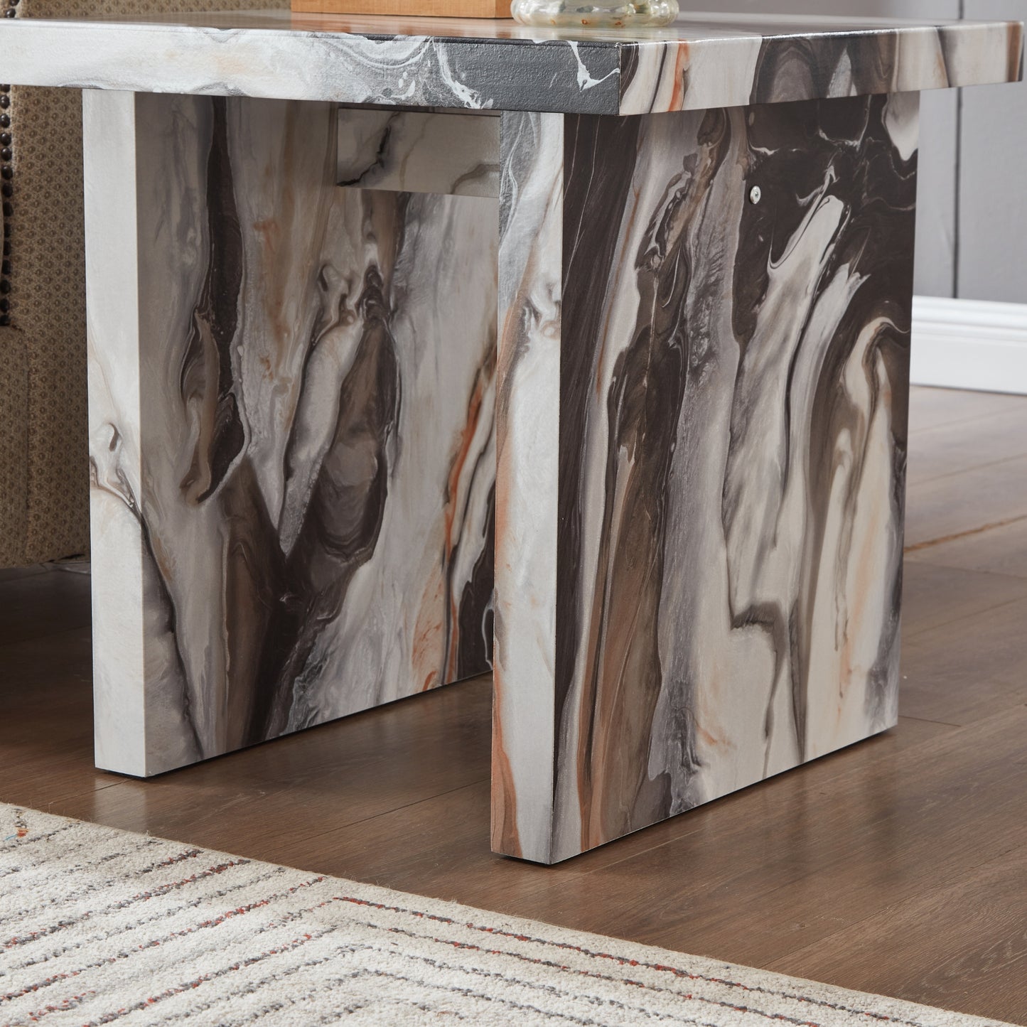 Tabner Cavira 3-Piece Faux Marble Coffee Table Set