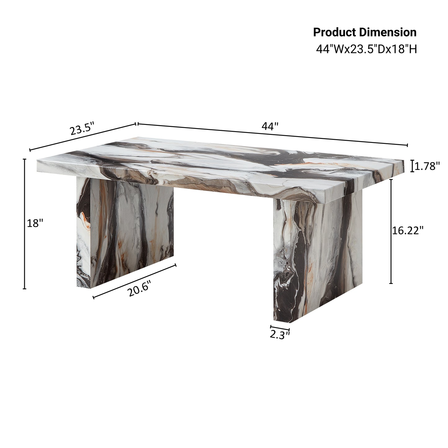 Annex & Co Cavira Modern Faux Marble Living Room Coffee Table