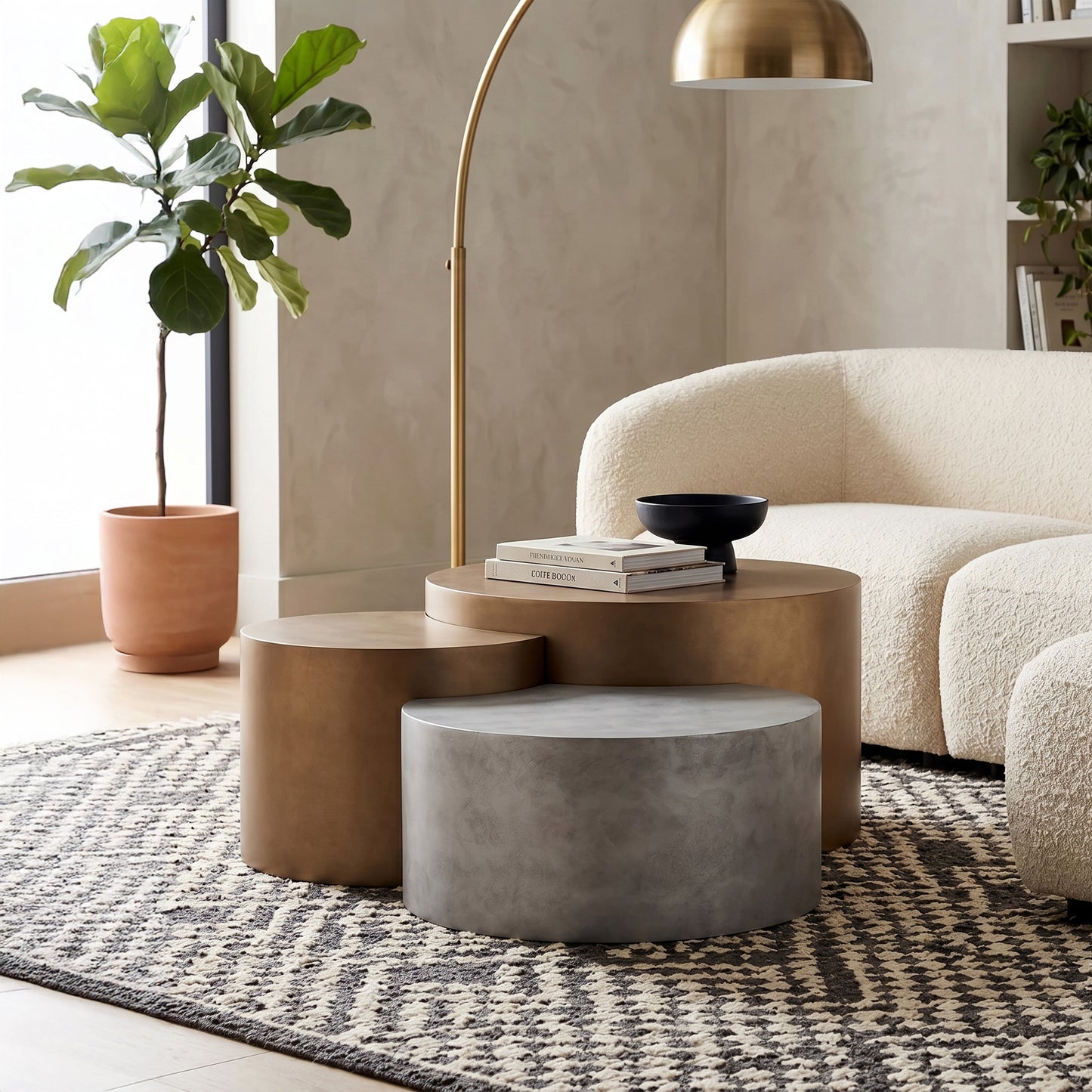 Roundhill Furniture Sovana Modern Indoor/Outdoor Nesting Coffee Table