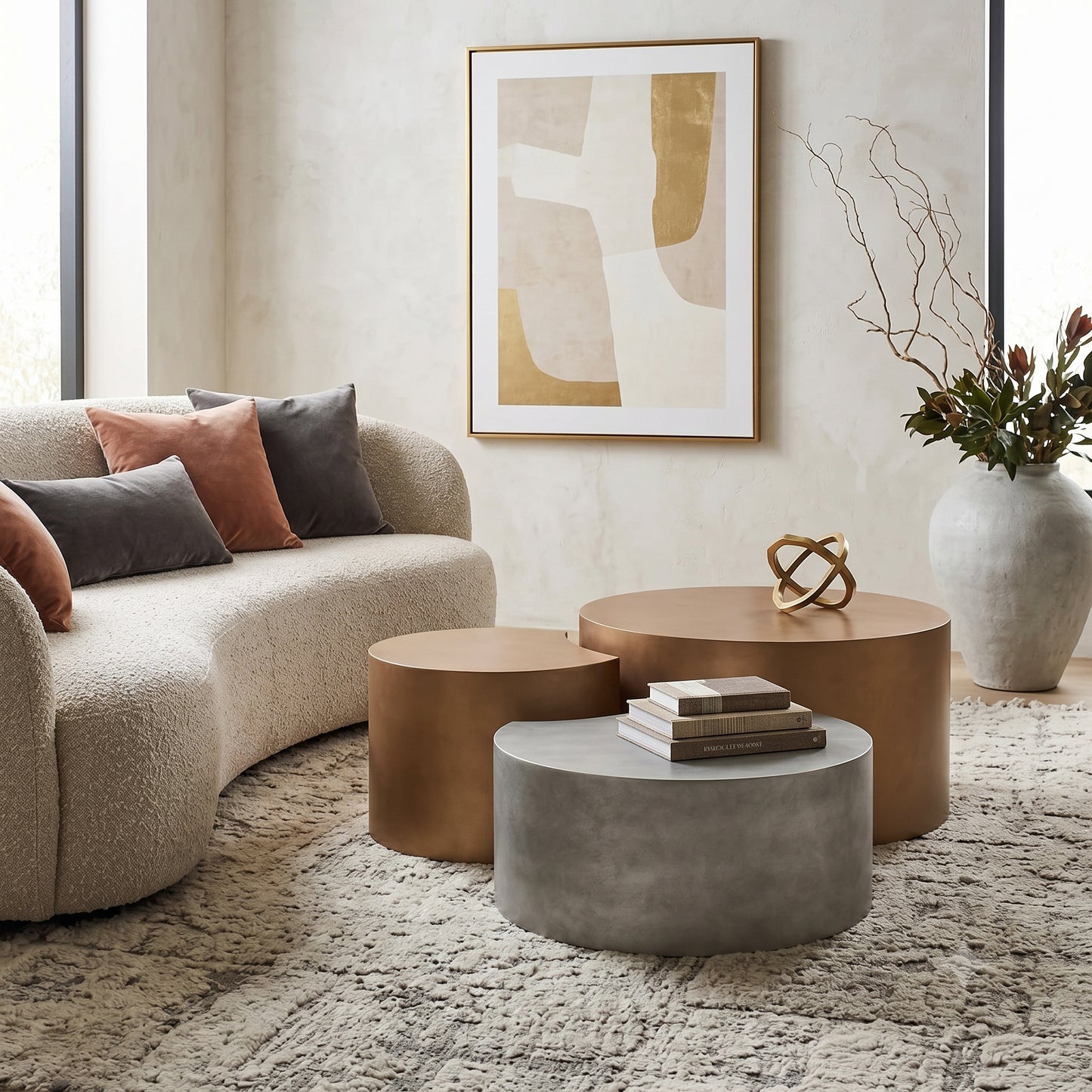 Roundhill Furniture Sovana Modern Indoor/Outdoor Nesting Coffee Table