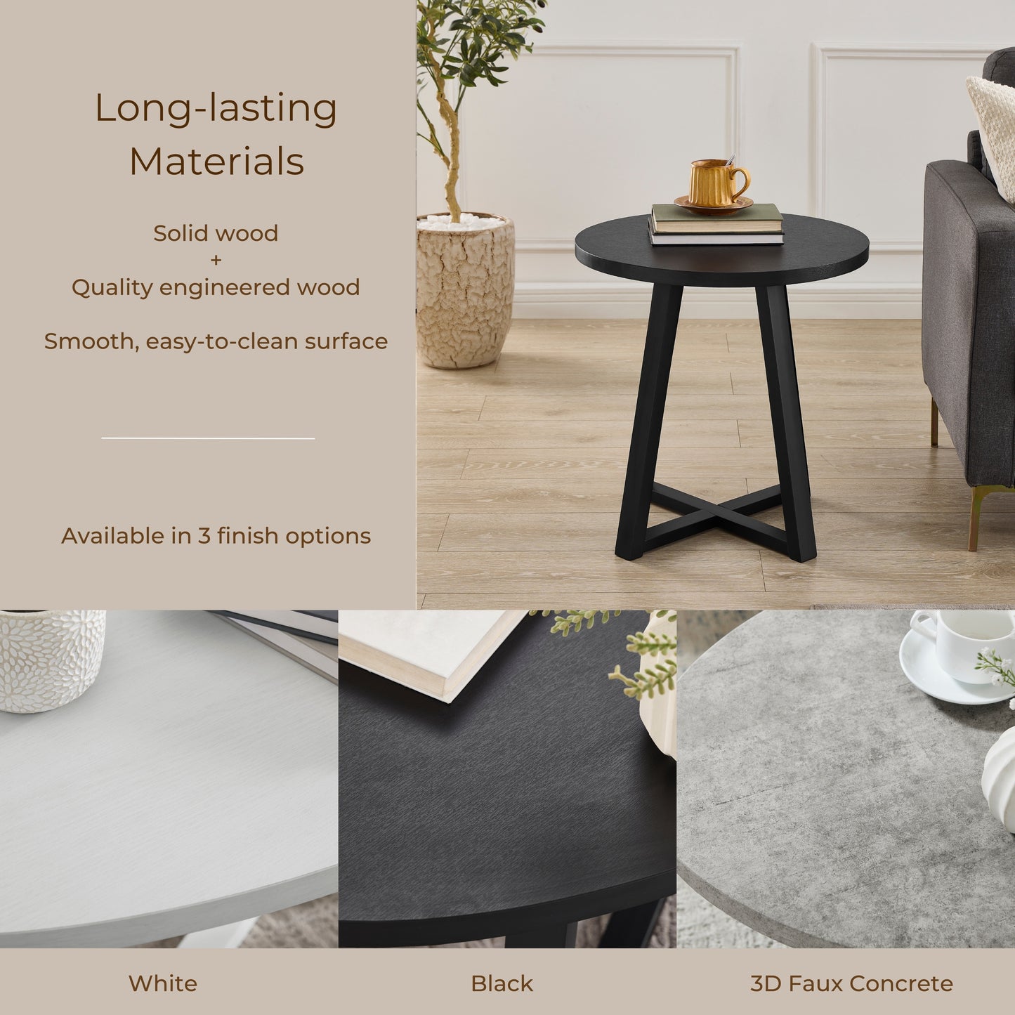 Tabner Modern Harmony Wood Round End Table