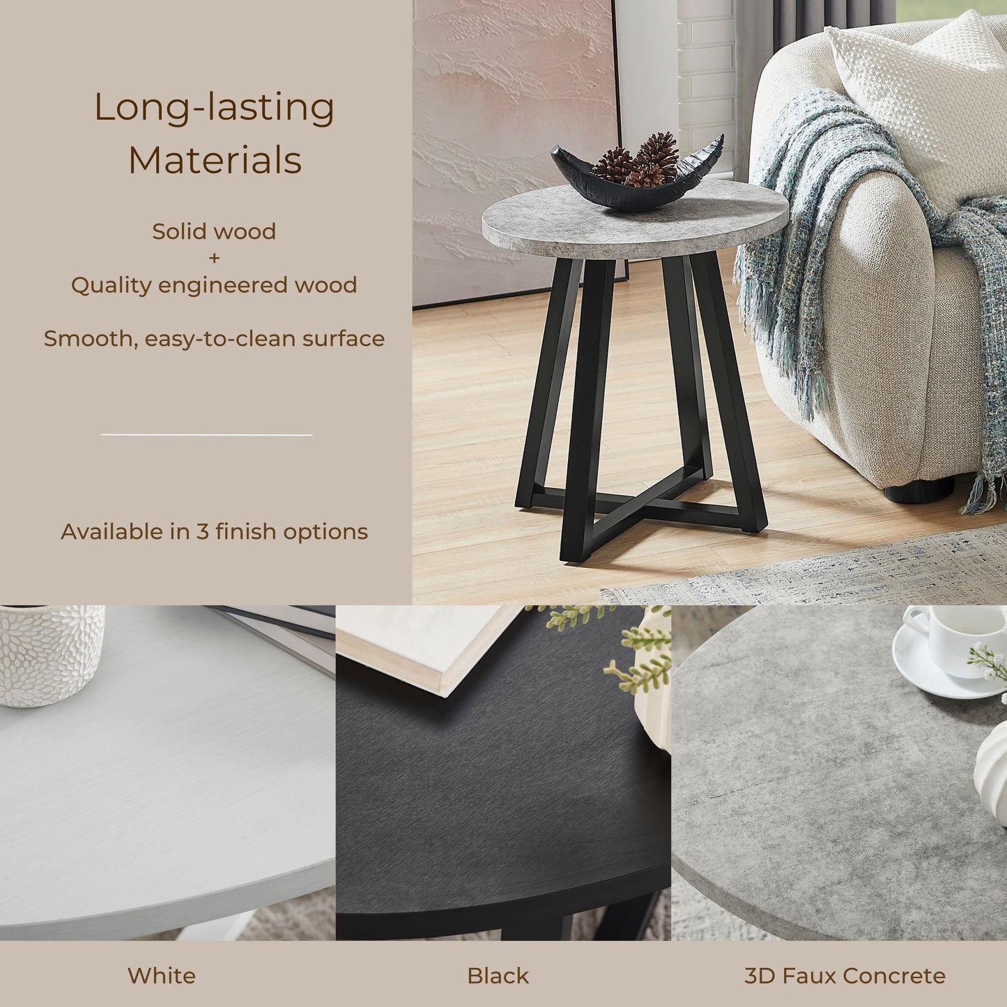 Tabner Modern Harmony Wood Round End Table