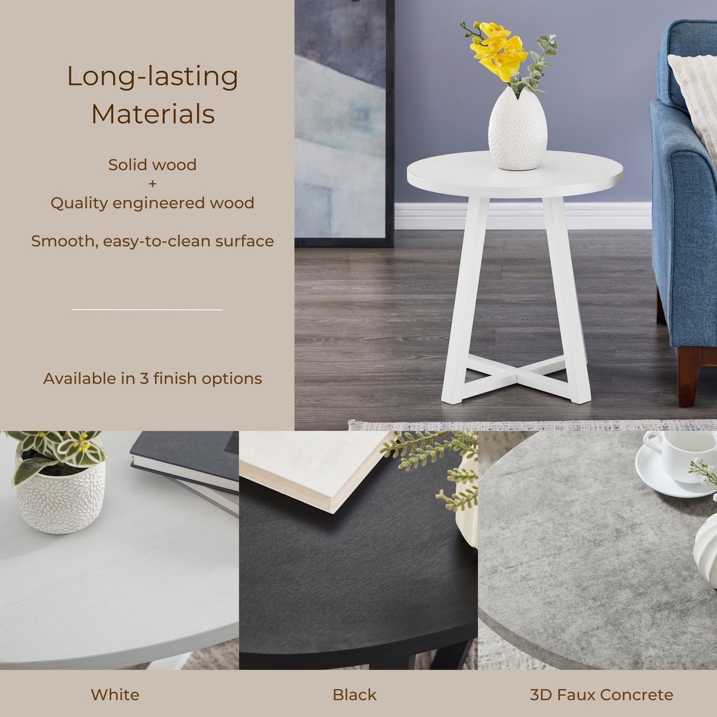 Tabner Modern Harmony Wood Round End Table