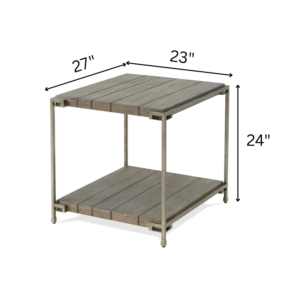 Roundhill Furniture Corbeta Metal Frame Wood Living Room End Table with Shelf, Aged Graphite