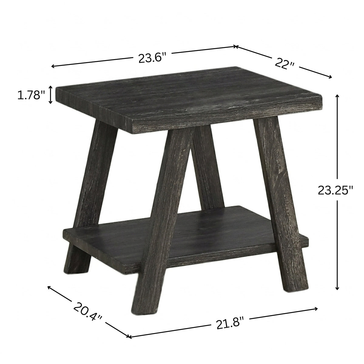 Athens Contemporary Replicated Wood Shelf End Table in Charcoal Finish