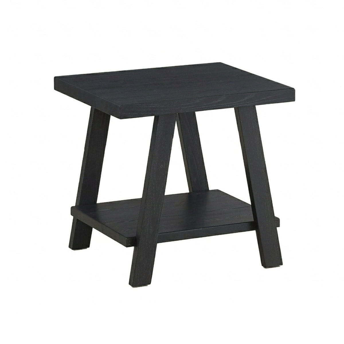 Athens Contemporary Replicated Wood Shelf End Table in Black Finish