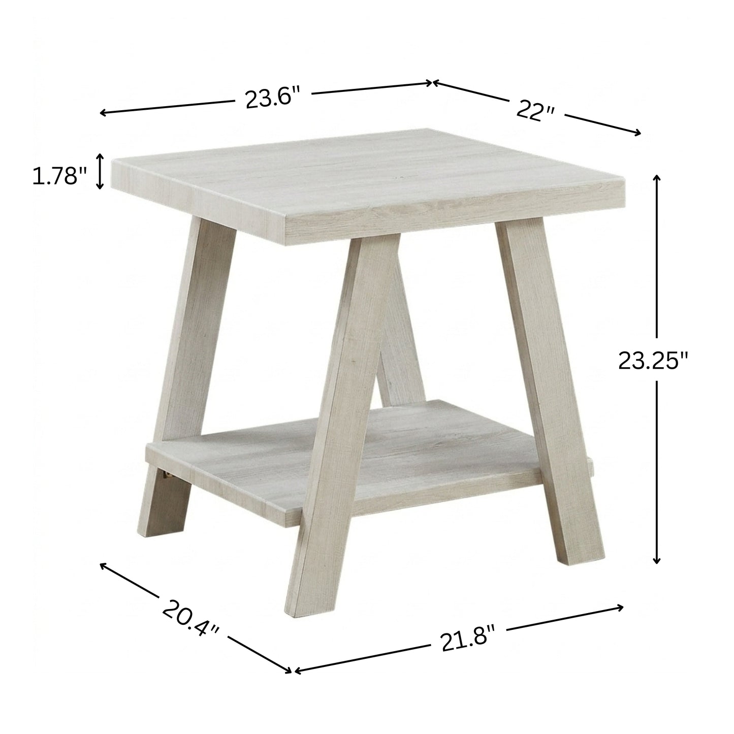 Athens Contemporary Wood Shelf End Table in White Finish