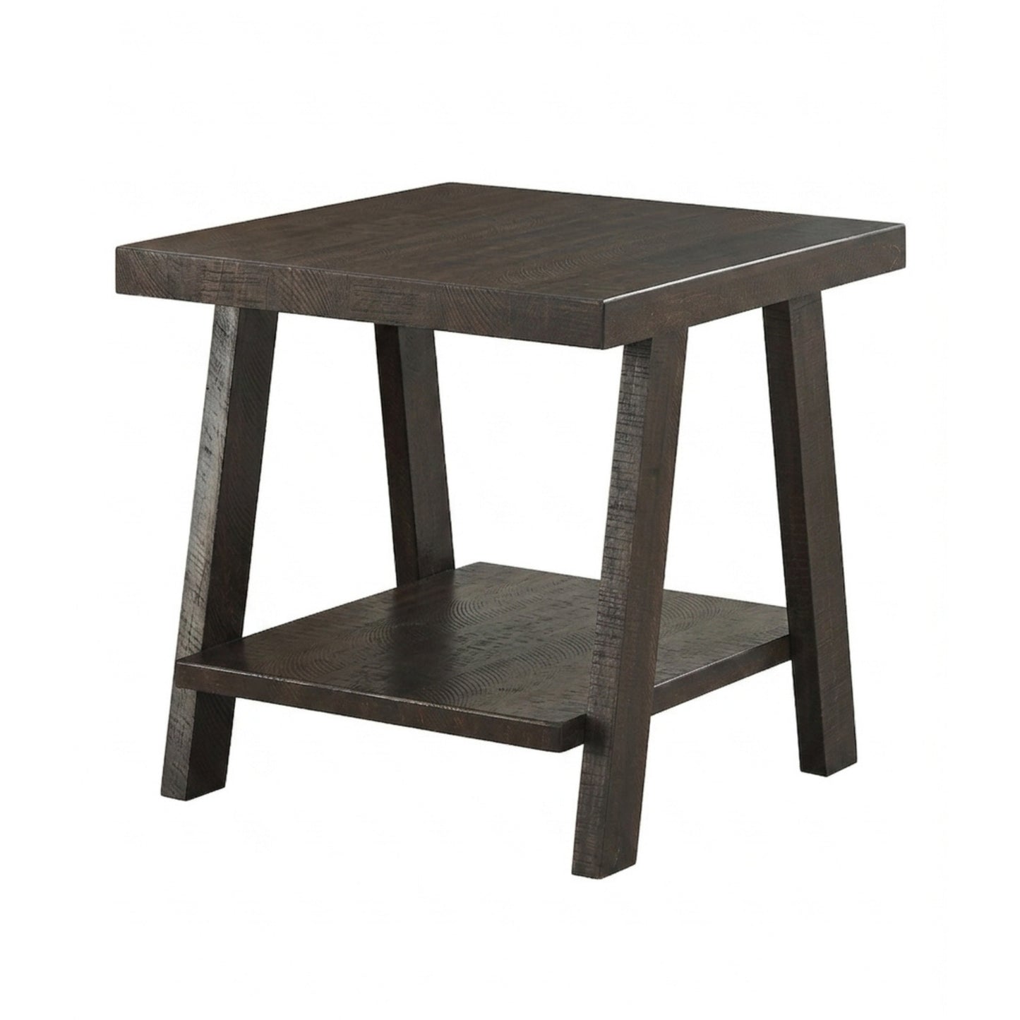 Athens Contemporary Wood Shelf End Table in Weathered Espresso